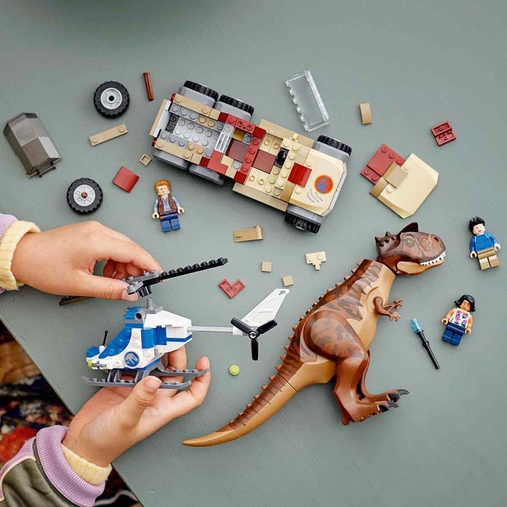LEGO 76941 Jurassic World Carnotaurus Dinosaur Toy Building Set with Helicopter & Car, Dino Construction Kit for Kids Ages 7+ - Perfect for Jurassic World Fans, Creative Play & STEM Learning
