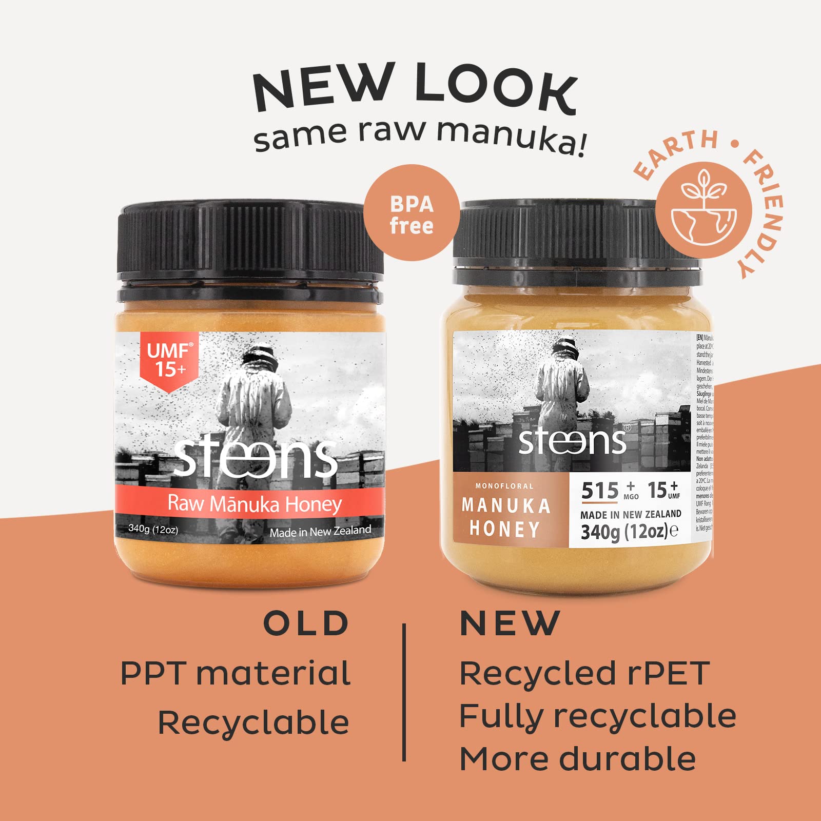 STEENS NZ Beekeeper 15+ MGO Manuka Honey 340g - Raw & Pure New Zealand Honey for Immune Support, Wellness & Daily Nutrition