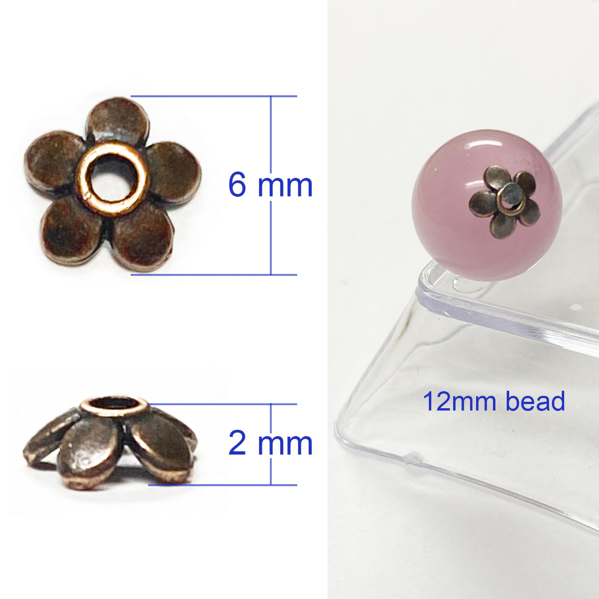 Antique Silver Spacer Bead Caps for Jewelry Making - 500Pcs Copper Petal Bead Findings Fit 10-12mm Round Beads (Perfect for Bracelets, Necklaces & Earrings DIY Projects)