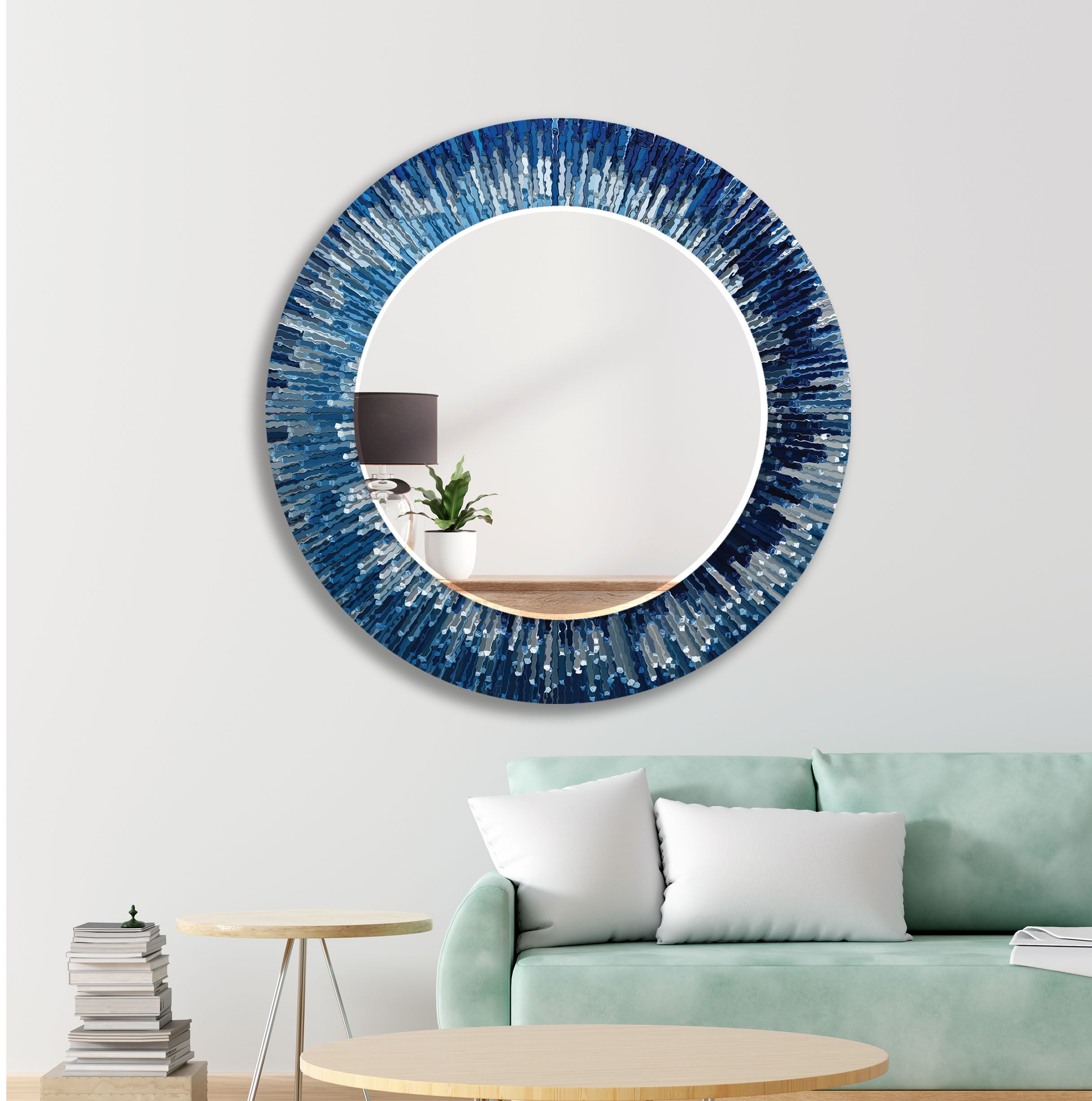 Blue Splash Wall Mirror - Decorative Bathroom & Bedroom Mirror - Shatterproof & Stylish Home Decor for Modern Living Spaces