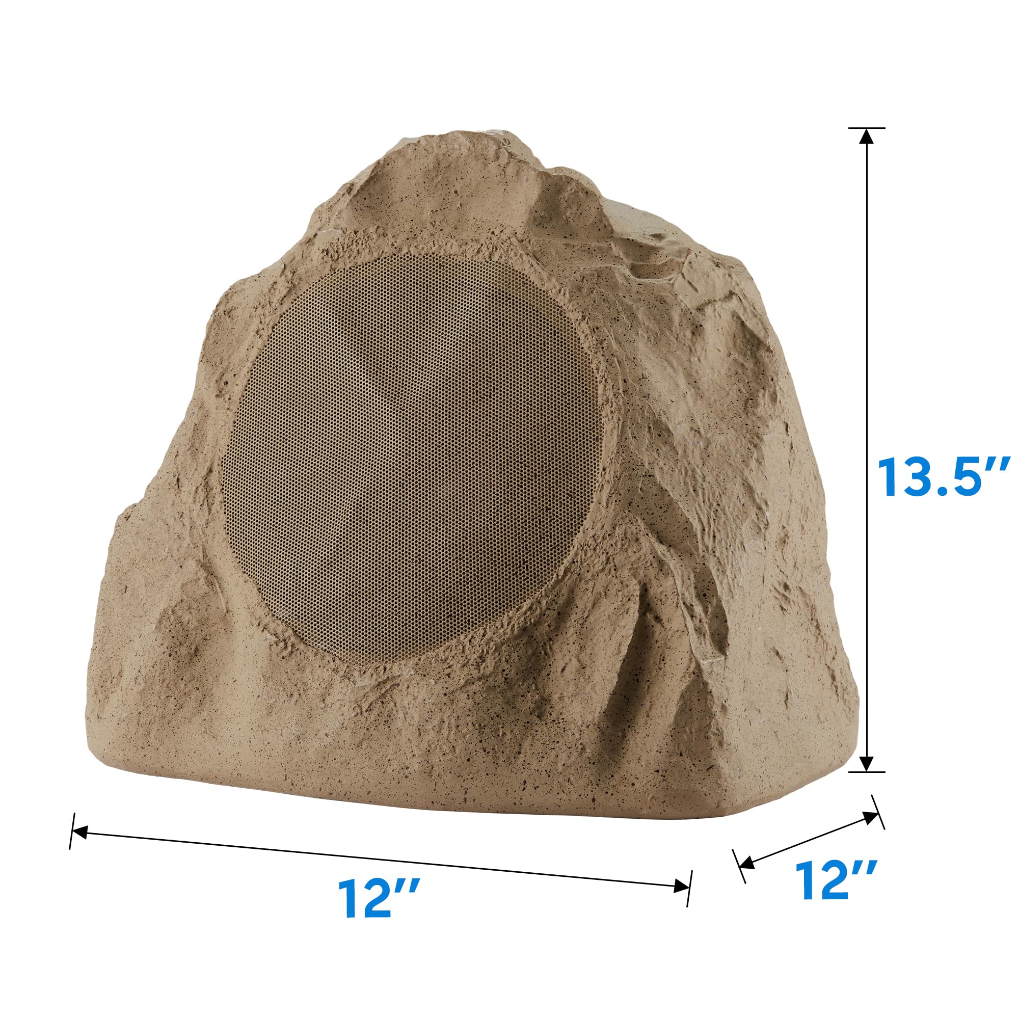 Theater Solutions 2R8S Outdoor Sandstone 8-Inch Rock Speakers - Weatherproof Pair for Deck, Pool, Spa, Yard & Garden - Perfect for Patio Entertainment & Backyard Ambiance