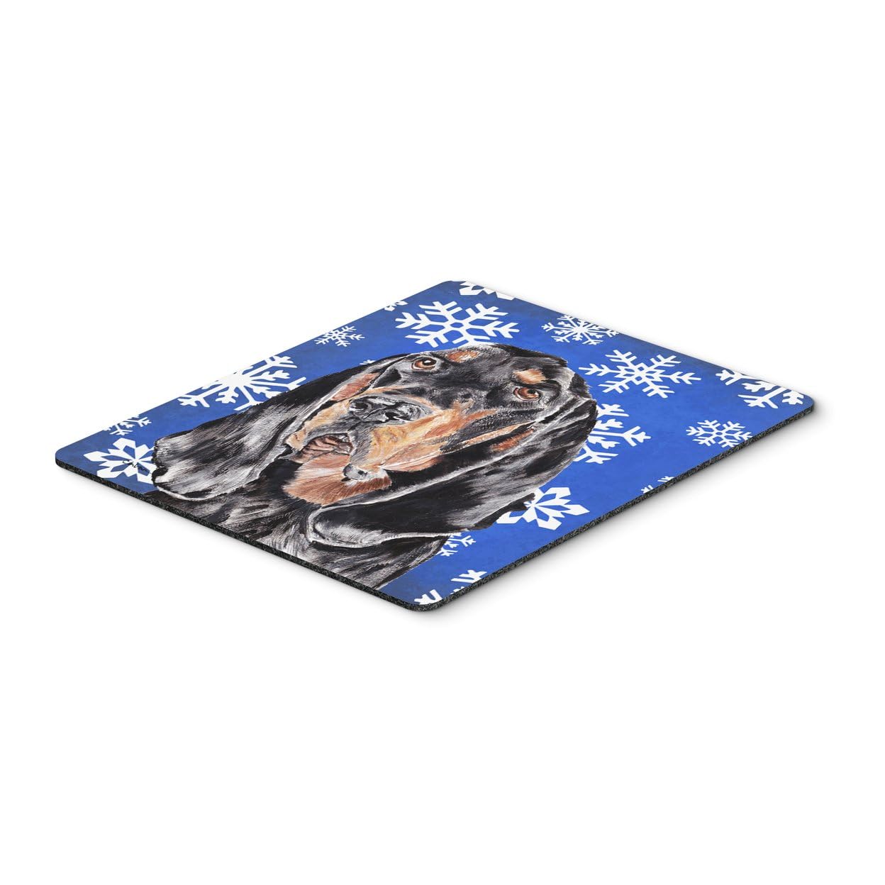 Black and Tan Coonhound Winter Snowflakes Mouse Pad - Large Washable Non-Slip Desk Mat for Home Office, Gaming & Computer Work - Perfect for Laptop Users & Winter Decor