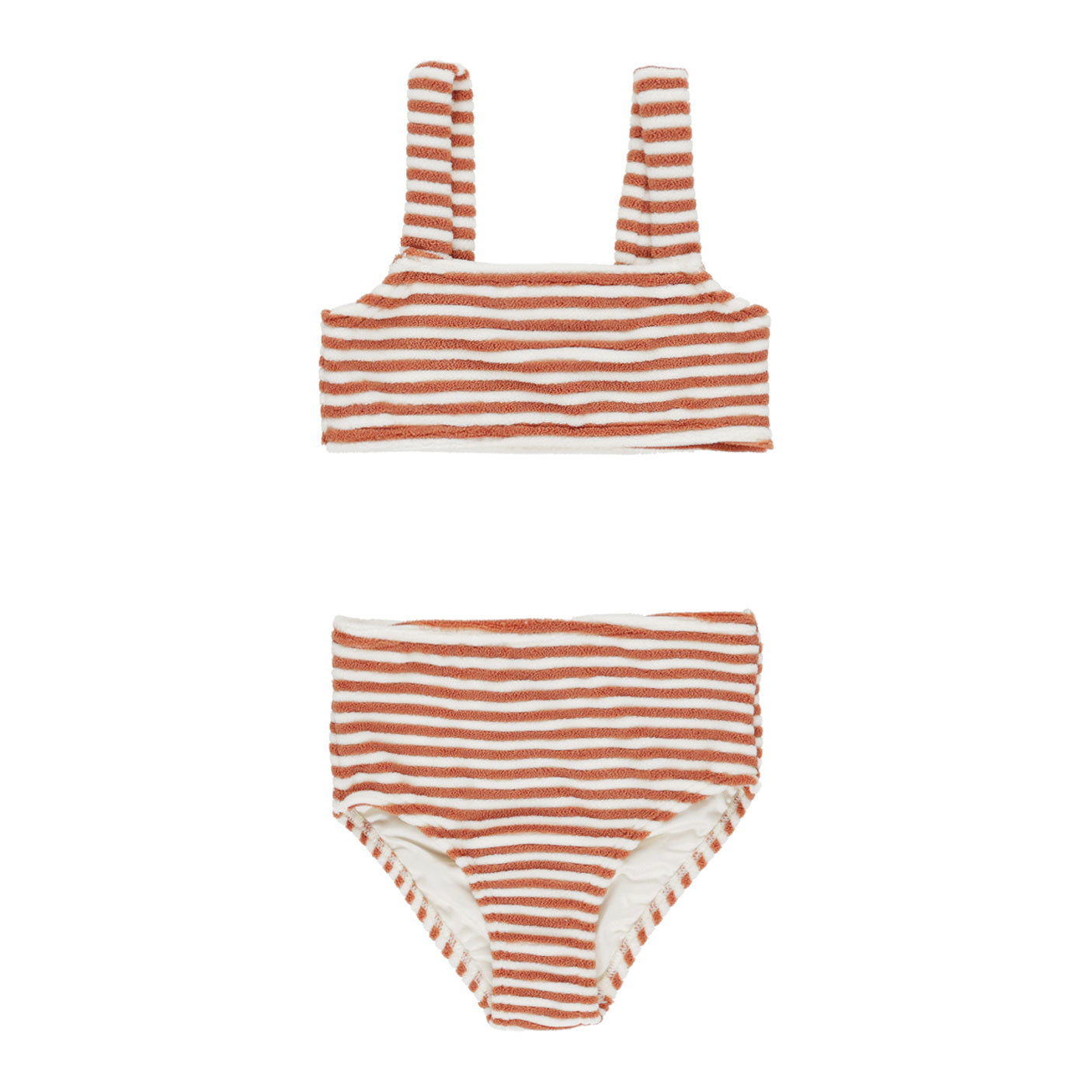 Brently Bikini - Poppy Stripe Women's Swimwear | High Waisted Two Piece Bathing Suit for Beach & Pool | Summer Vacation Swimwear for Women
