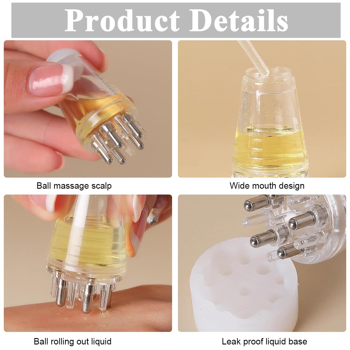 HANNEA® Scalp Applicator Comb for Hair Growth - 5 Water Discharge Columns Hair Oil Applicator Bottle with Scalp Massager - Perfect for Hair Oils, Serums & Treatments - At-Home Hair Care & Salon Use