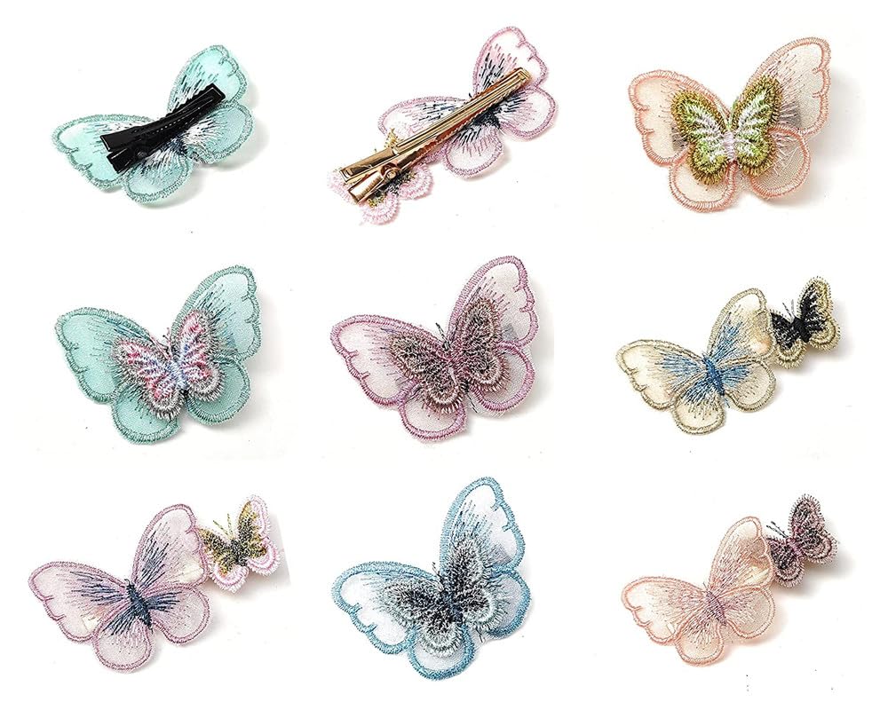 LYTIX 12pcs Colorful 3D Butterfly Hair Clips for Girls - Cute Mesh Hair Barrettes for Kids, Toddlers & Babies - Perfect for School, Parties & Everyday Hairstyles