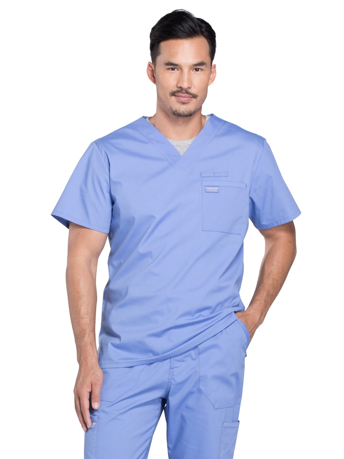 Cherokee Men's Scrubs Top - Professional Workwear with Tuckable V-Neck Design WW675 - Perfect for Nurses, Doctors & Healthcare Professionals