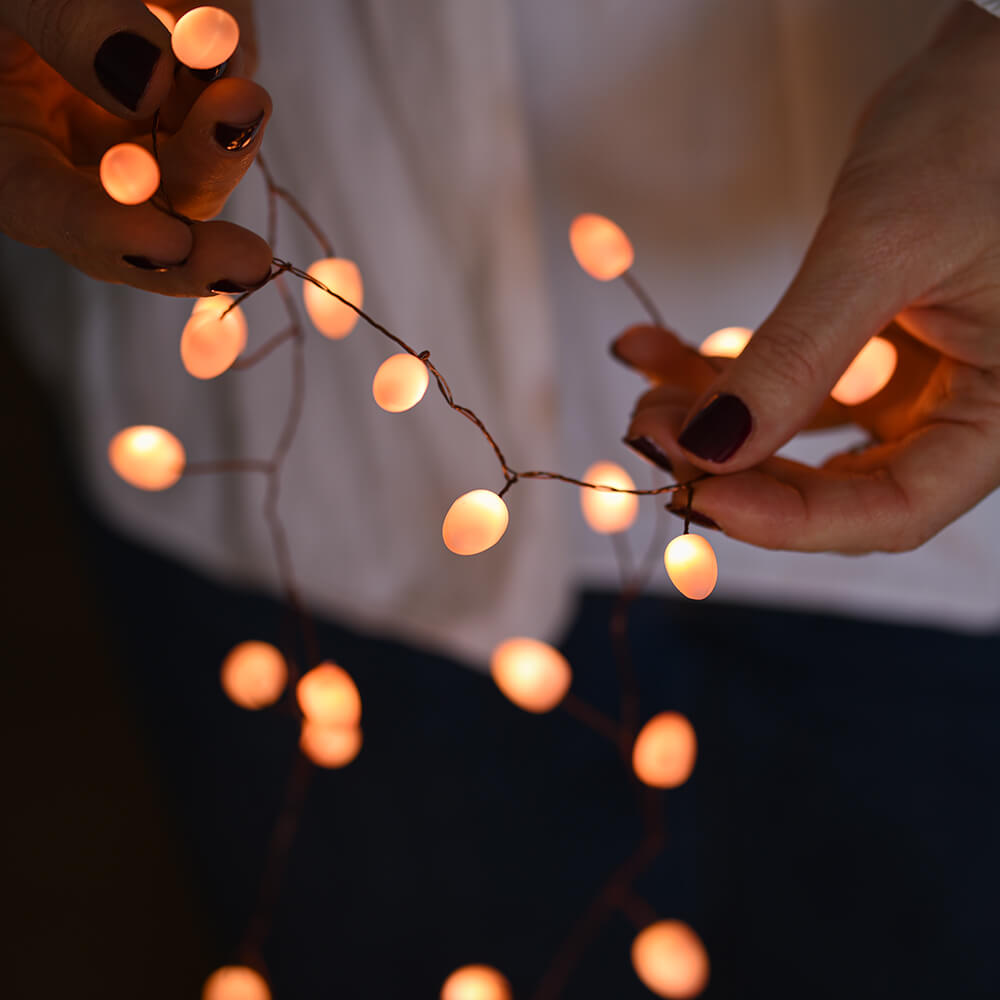 Pink Teardrop Fairy Lights - Waterproof LED String Lights for Bedroom, Wedding, Party & Outdoor Decor - 33ft 100 LED Warm White Lights with Remote Control