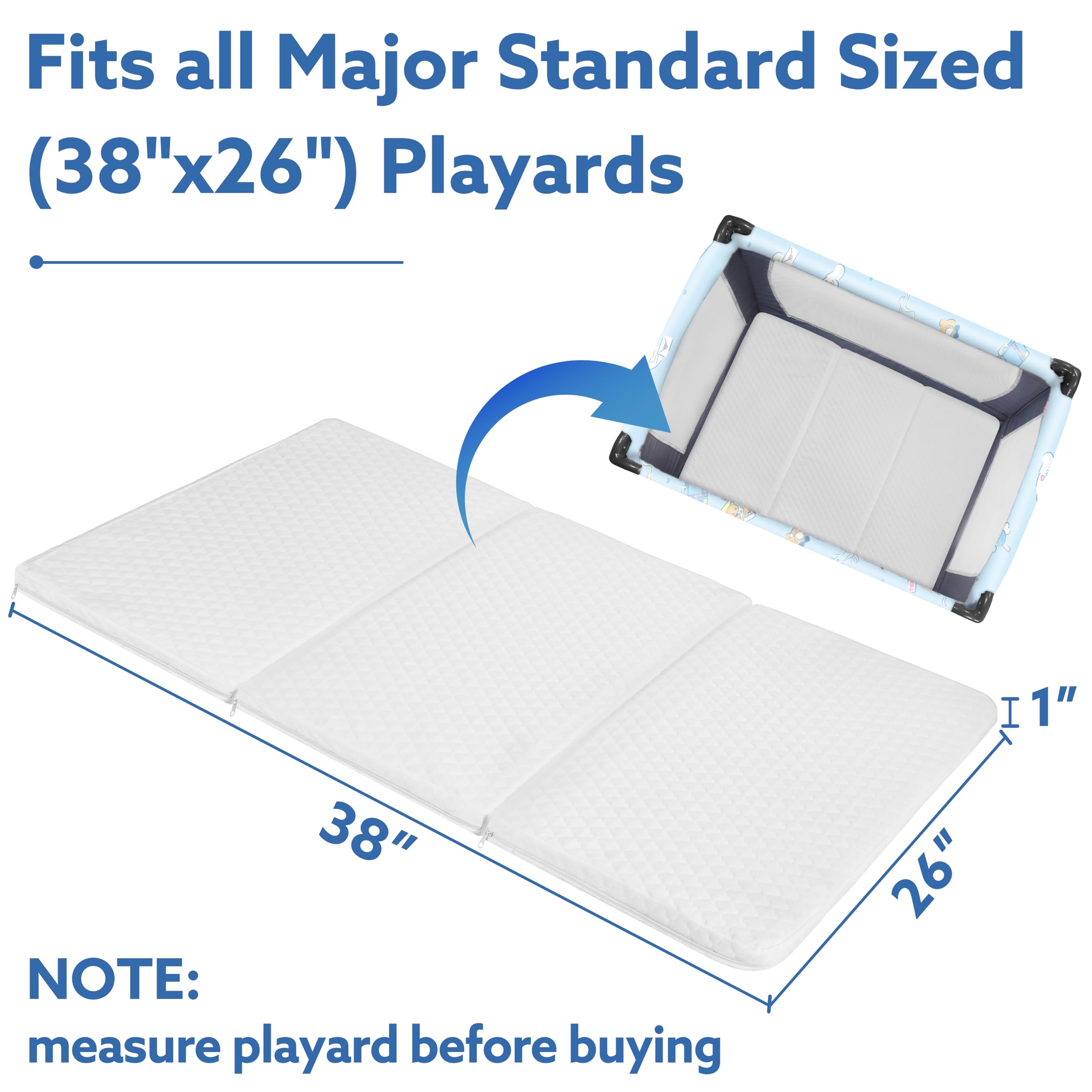 **Waterproof Trifold Pack and Play Mattress Pad 38