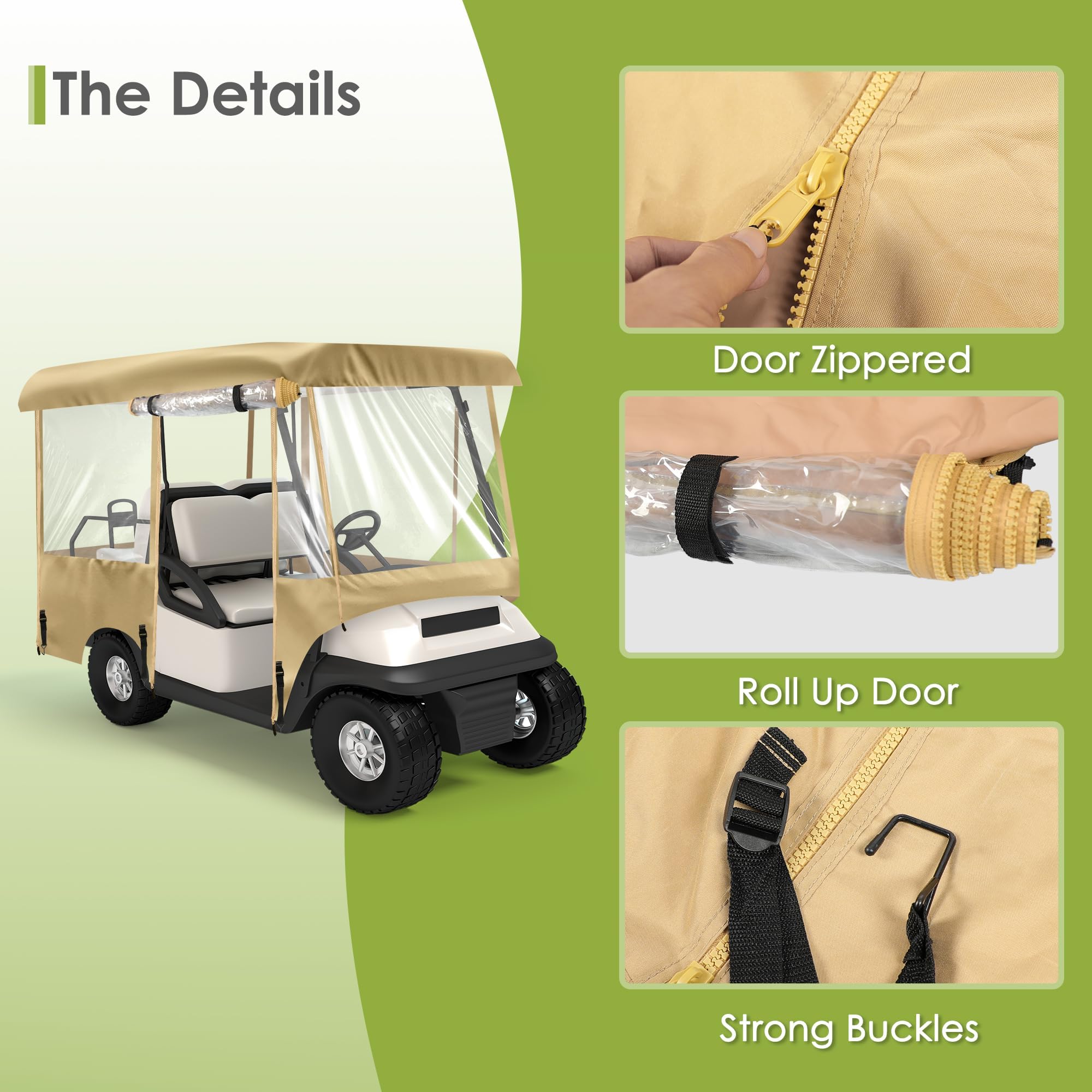 SHANTRA Universal Golf Cart Enclosure Cover for 2/4 Passengers - Waterproof Rain Protection with 4-Sided Clear Windows | Portable Design with Carry Bag | Perfect for Outdoor Golfing, Camping & RV Trips
