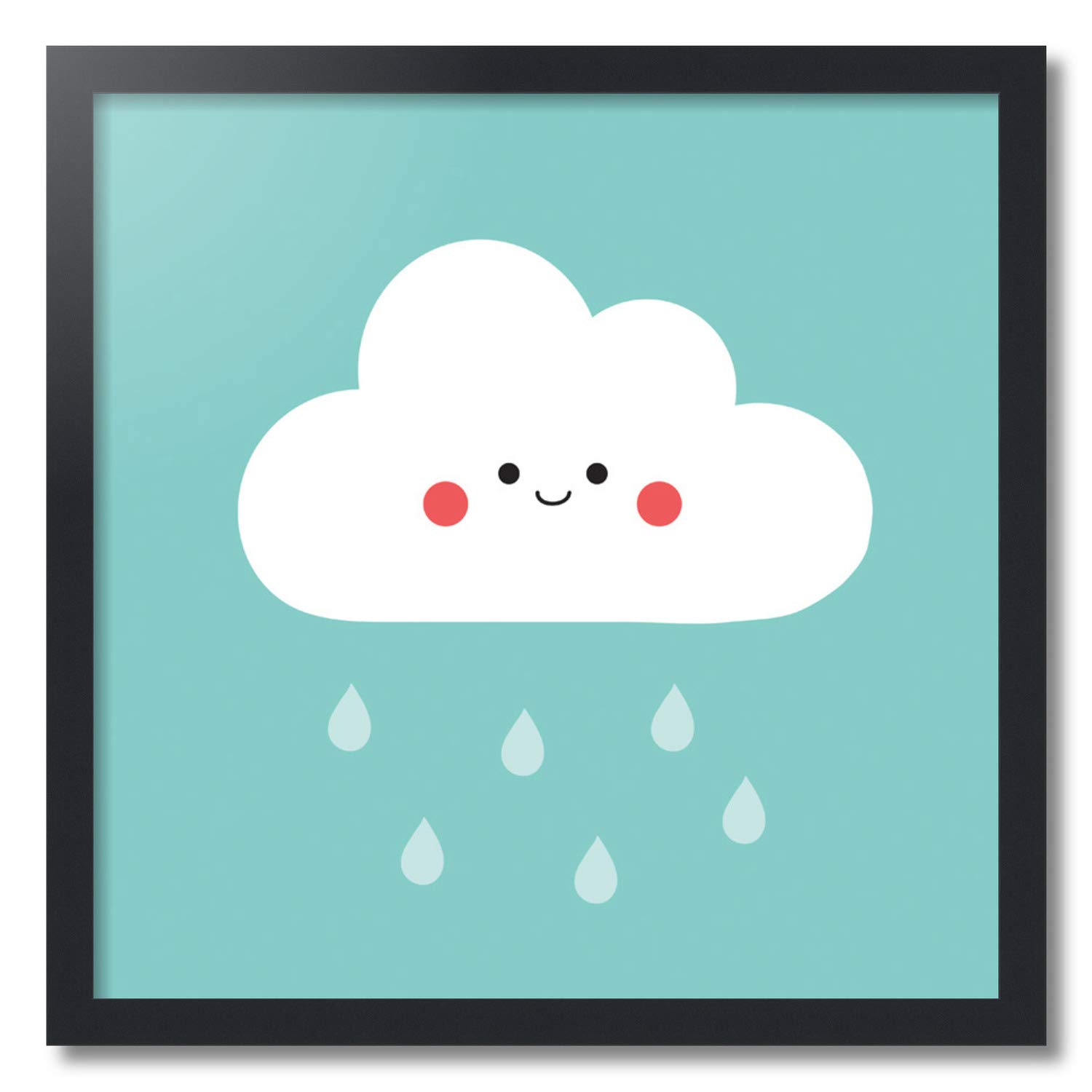 Ann Kelle Happy Cloud II 24x24 Framed Art Print - Satin Black Frame with 060 Plexiglass - Handmade in USA - Perfect for Living Room, Bedroom & Office Decor