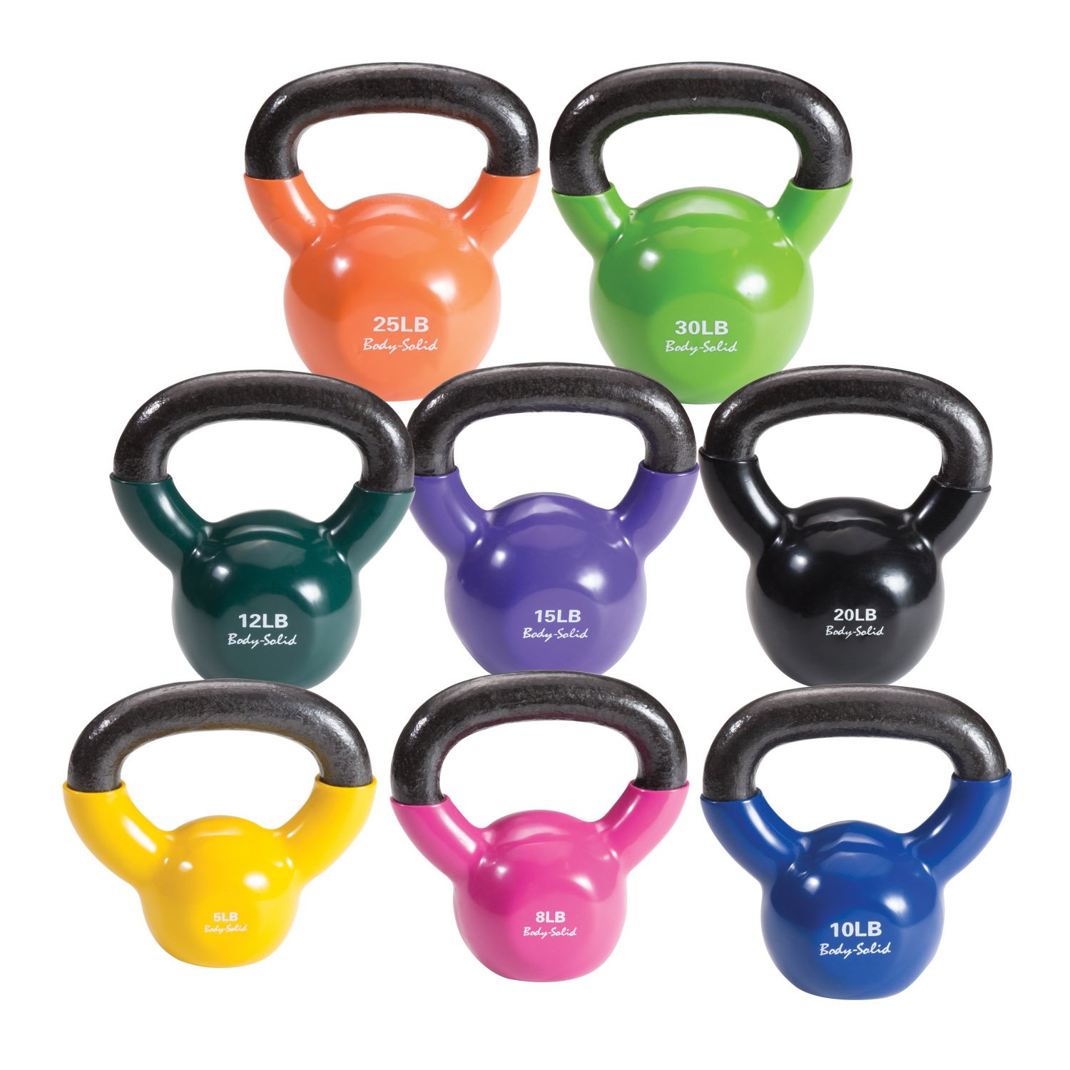 Body-Solid Vinyl Coated Kettlebells - Durable Home Gym Weights for Strength Training, CrossFit & Functional Fitness Workouts