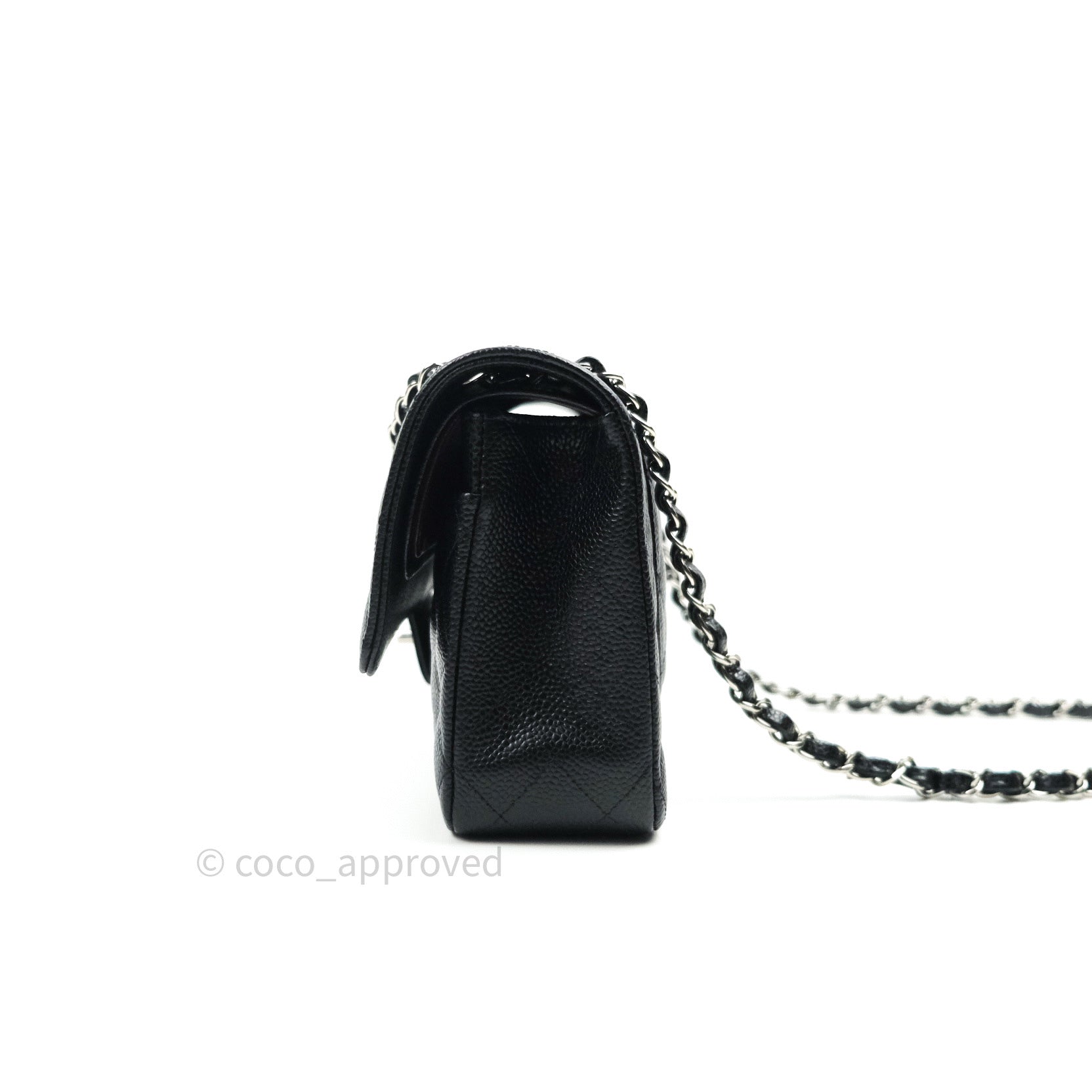 Chanel Classic M/L Medium Double Flap Bag Black Caviar Leather with Silver Hardware - Luxury Designer Handbag for Women, Perfect for Work, Evening Events & Special Occasions