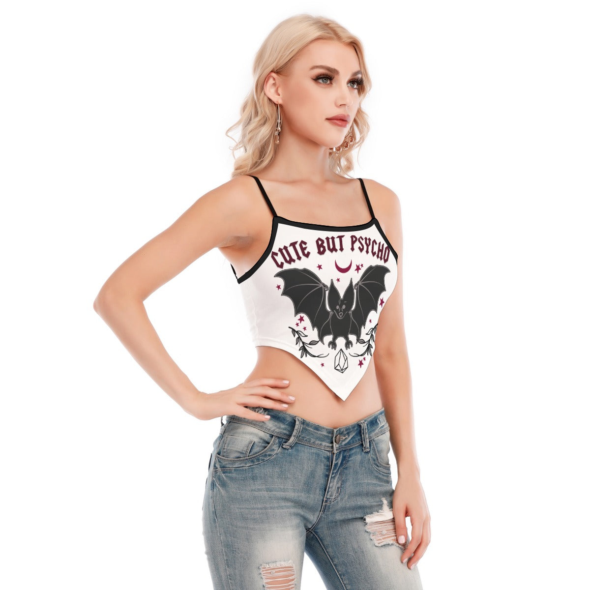 Cute But Psycho Cami Tube Top - Sexy Women's Stretch Sleeveless Crop Top for Summer, Music Festivals & Night Out