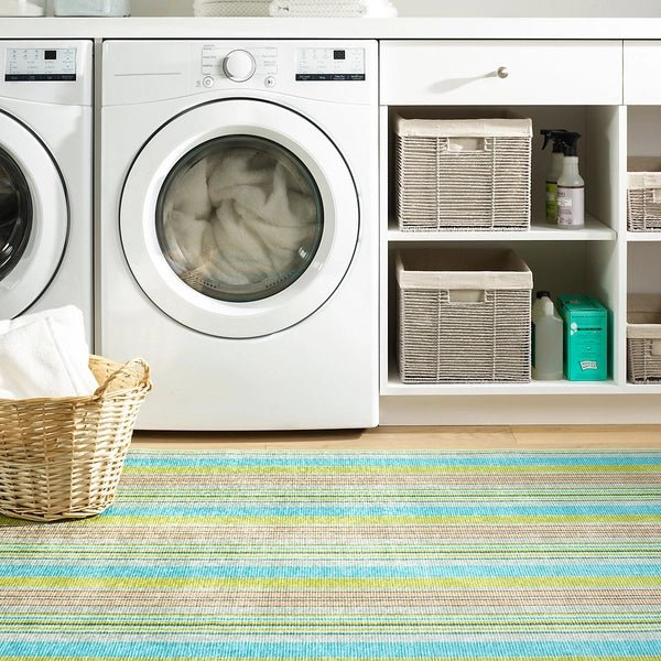 Aquinnah Ticking Multi Machine Washable Rug - Soft & Durable Indoor/Outdoor Area Rug for Living Room, Bedroom, Patio - Easy Clean Home Decor