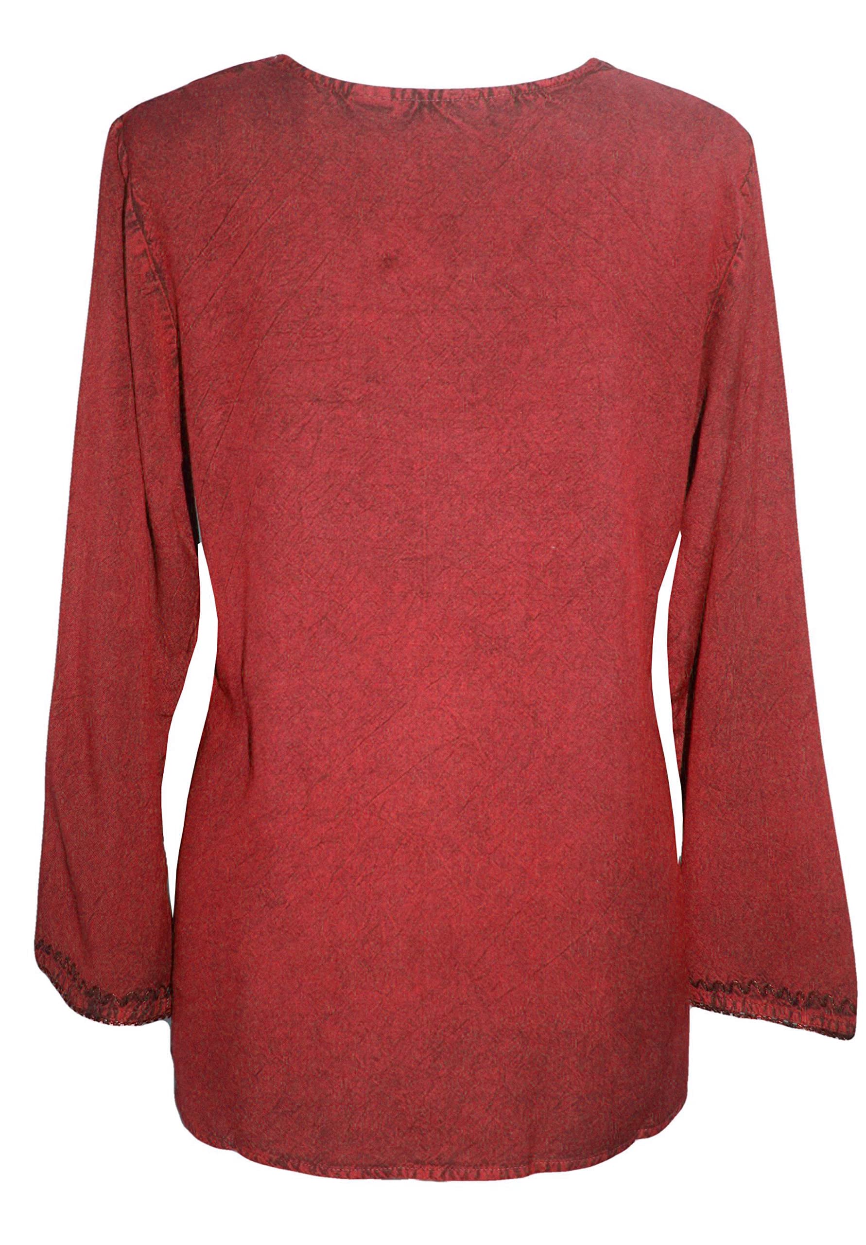 Agan Traders 2025 Spring Long Sleeve Embroidered Blouse - Medieval Bohemian Vintage Tunic Top for Women | Perfect for Renaissance Fairs, Boho Festivals & Casual Chic Outfits
