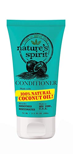 Nature's Spirit Coconut Hair Conditioner Trial Size 2.5 Fl Oz (Pack of 3) - Natural Moisturizing & Nourishing for Dry Damaged Hair - Perfect for Travel Gym & On-The-Go Hair Care
