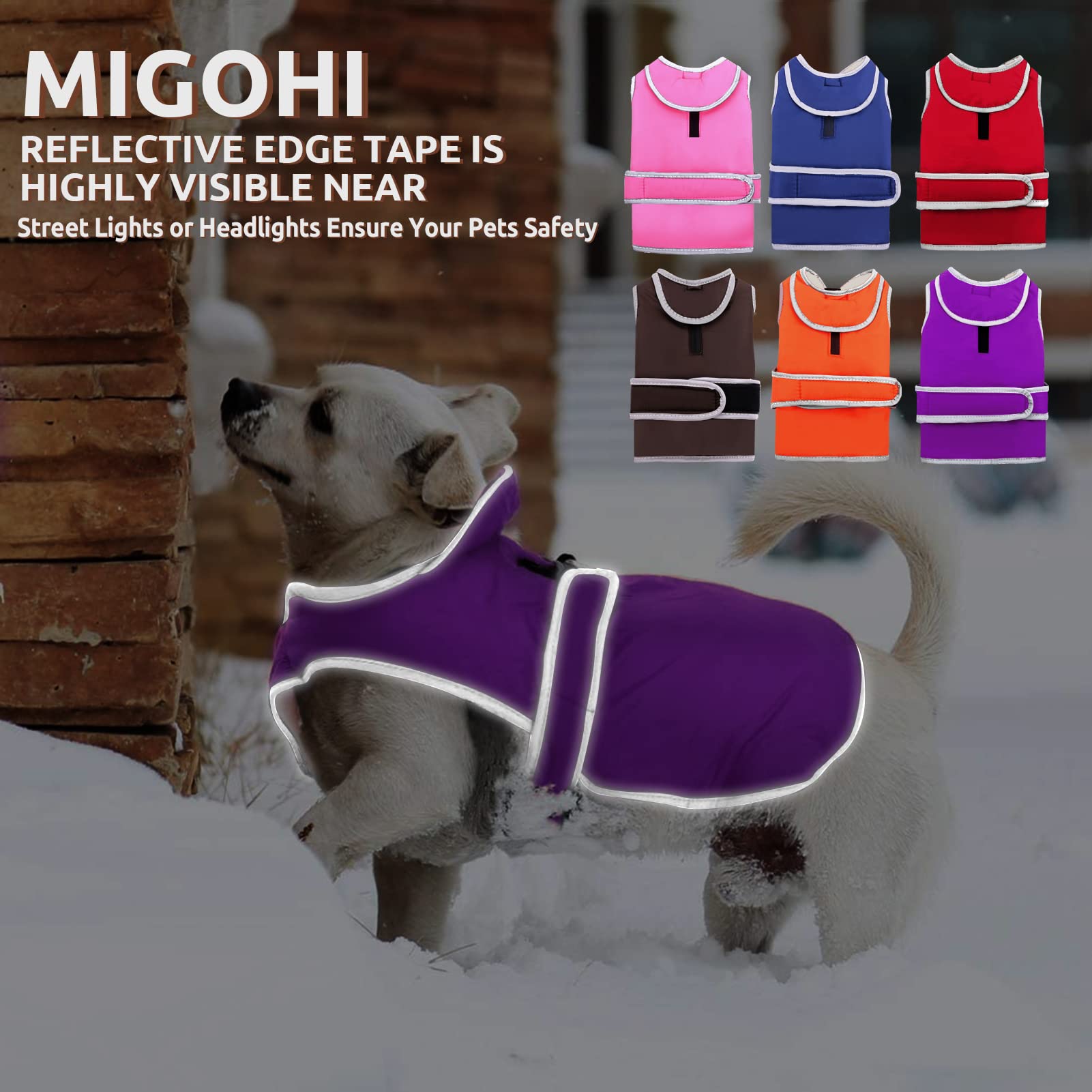 MIGOHI Reflective Waterproof Dog Coat - Warm Winter Jacket for Small Medium Large Dogs, Windproof Fleece-Lined Snowsuit with Reversible Stormguard Design - Perfect for Cold Weather, Snowy Walks & Outdoor Adventures