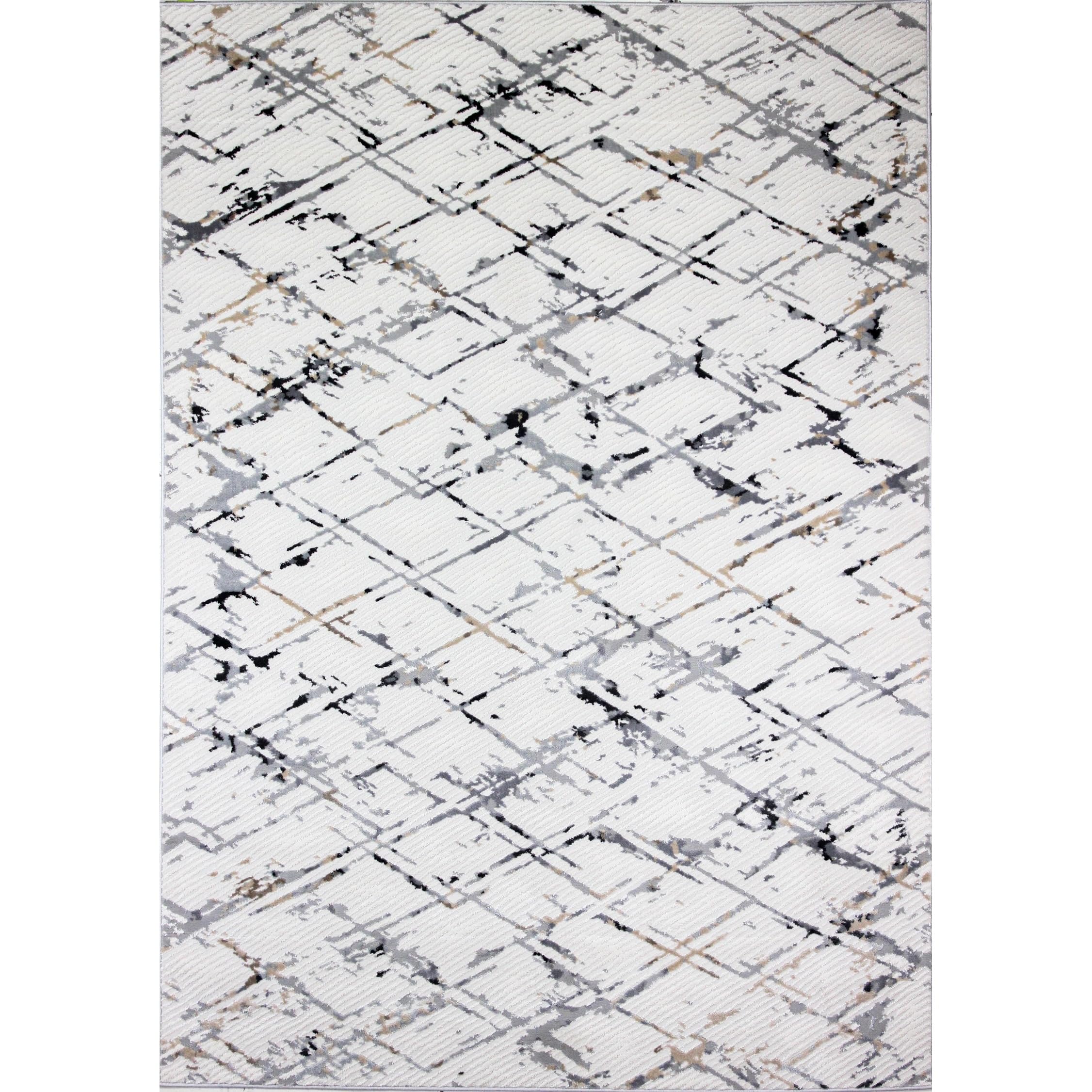 Bashian Collection Area Rug - Premium Power Loom Polypropylene & Polyester - Non-Slip Runner Rug for Entryway, Living Room, Bedroom - 7.6’ x 9.6’ Ivory Grey - Soft & Durable Home Decor for Modern Houses & Apartments