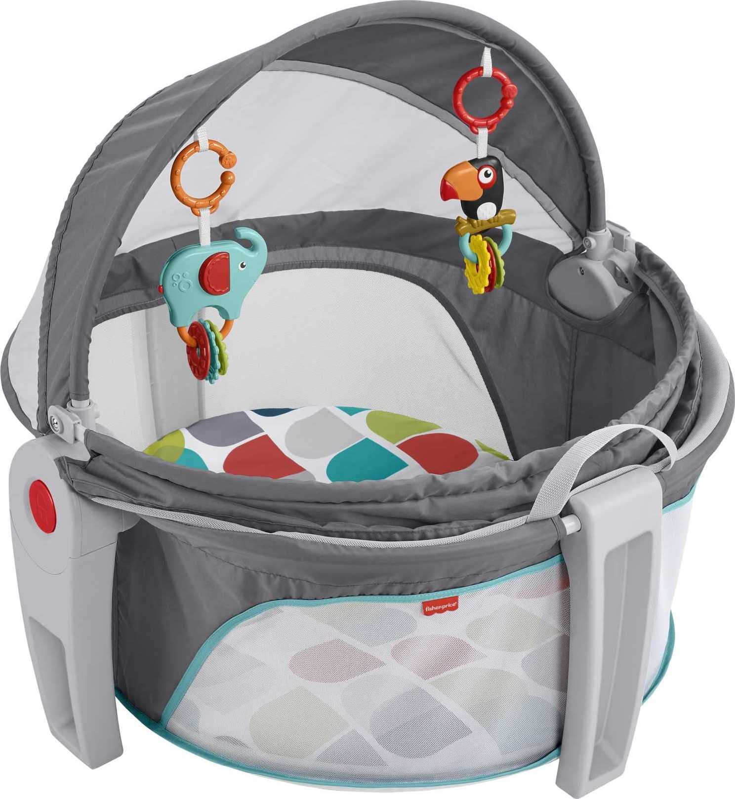 Fisher-Price Portable Baby Bassinet & Travel Play Dome with Developmental Toys, Canopy & Color Climbers - Lightweight Infant Sleeper for Newborns, On-The-Go Nursery Solution for Home, Travel & Outdoor Adventures