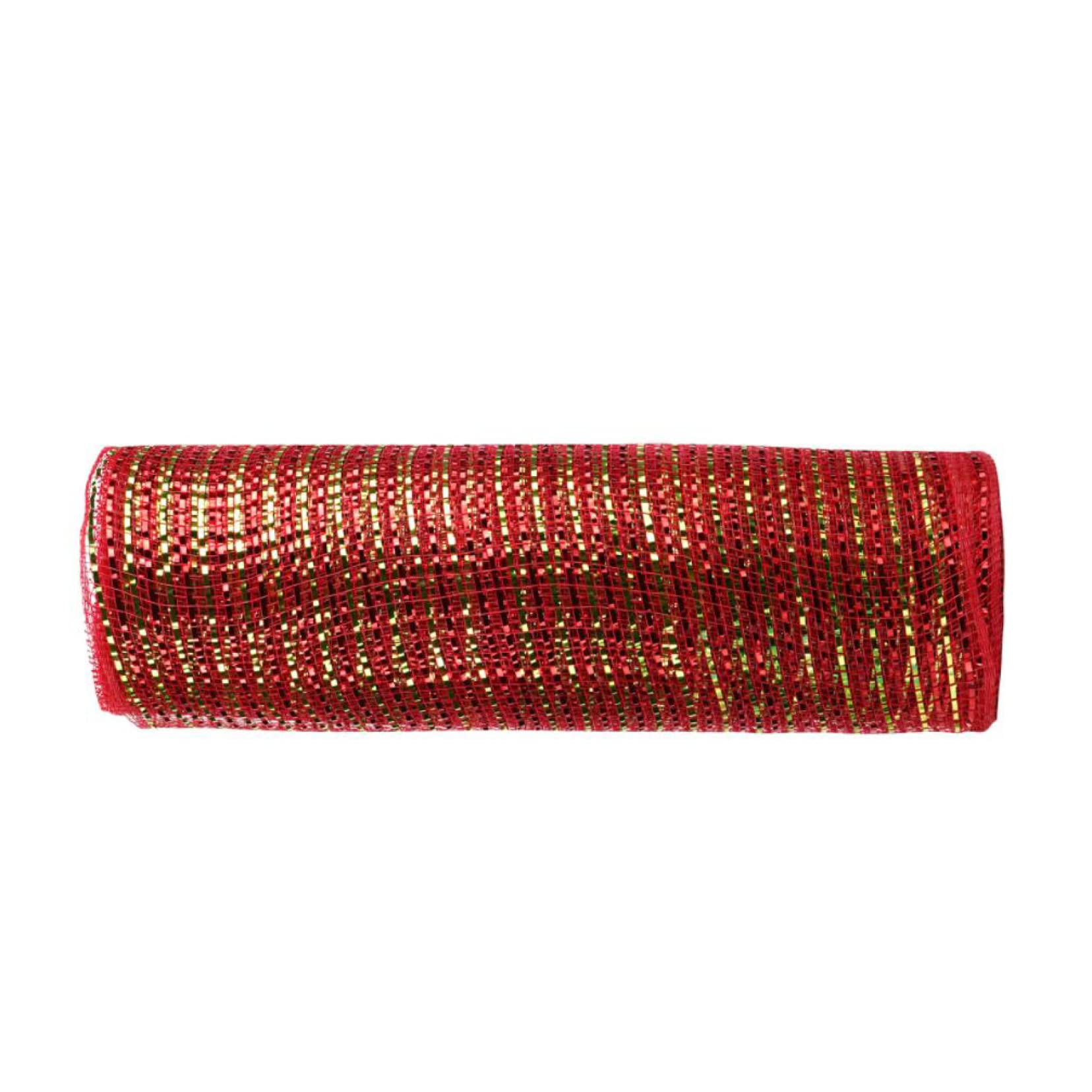 10 Yards 10.24 Inch Metallic Foil Mesh Ribbon for Christmas Wreaths, Swags, Bows, Gift Wrapping & Home Decor - Perfect for Holiday Crafts, Party Decorations and DIY Projects
