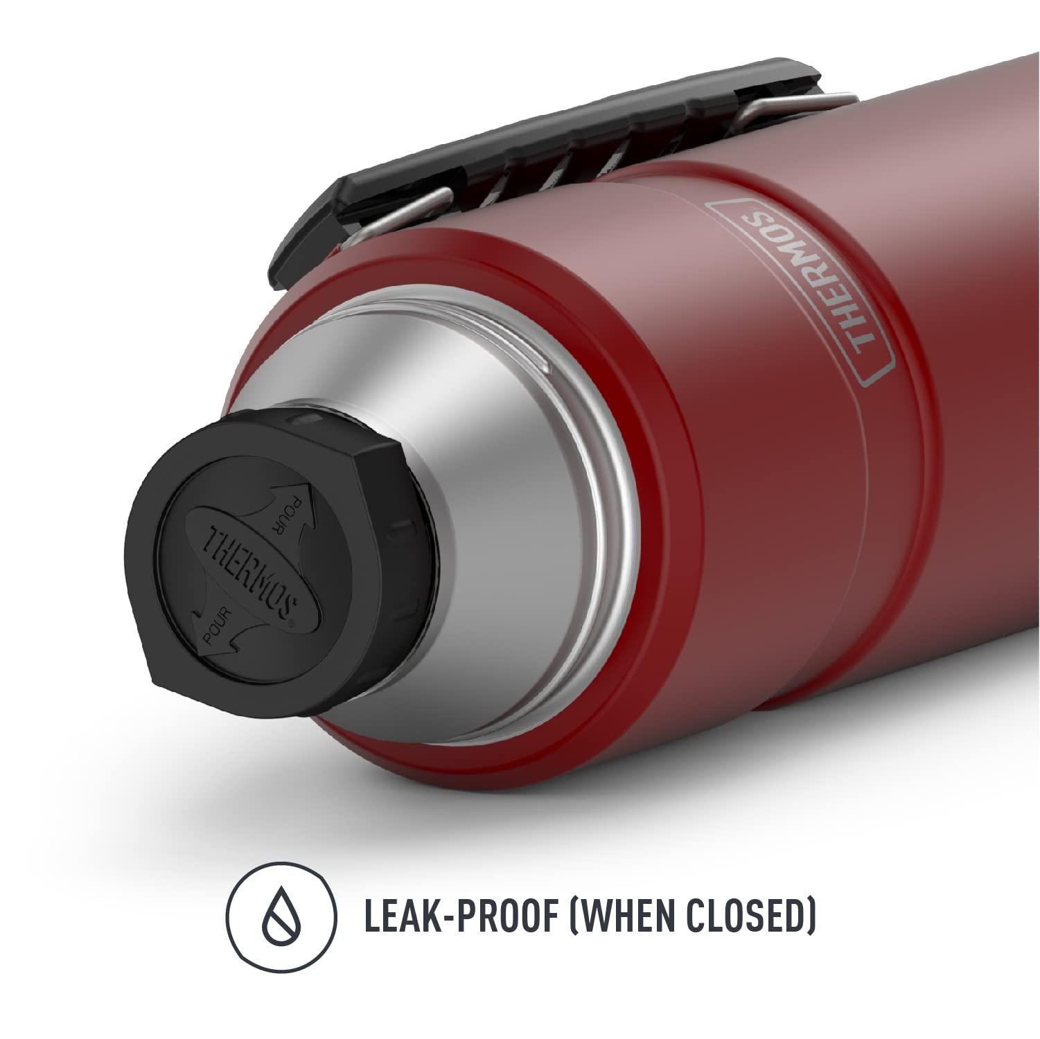 THERMOS Stainless King 40oz Vacuum-Insulated Water Bottle - Rustic Red, Leak-Proof & Temperature Retention for 24 Hours - Perfect for Hiking, Camping, Gym & Outdoor Activities