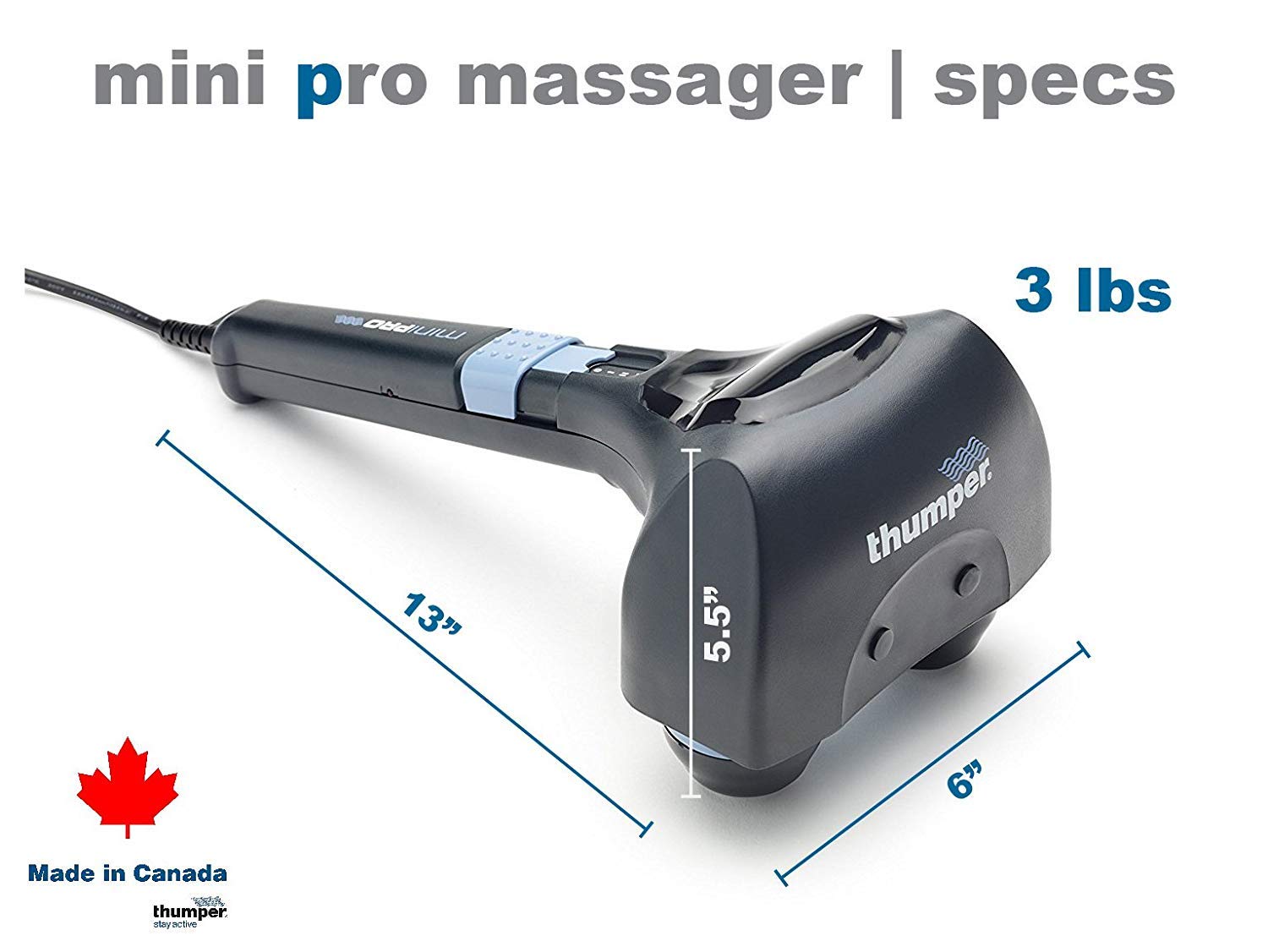 Thumper Mini Pro Handheld Percussive Massager - Portable Deep Tissue Massage Gun with Carrying Case for Muscle Recovery, Pain Relief & Relaxation at Home, Gym or Travel
