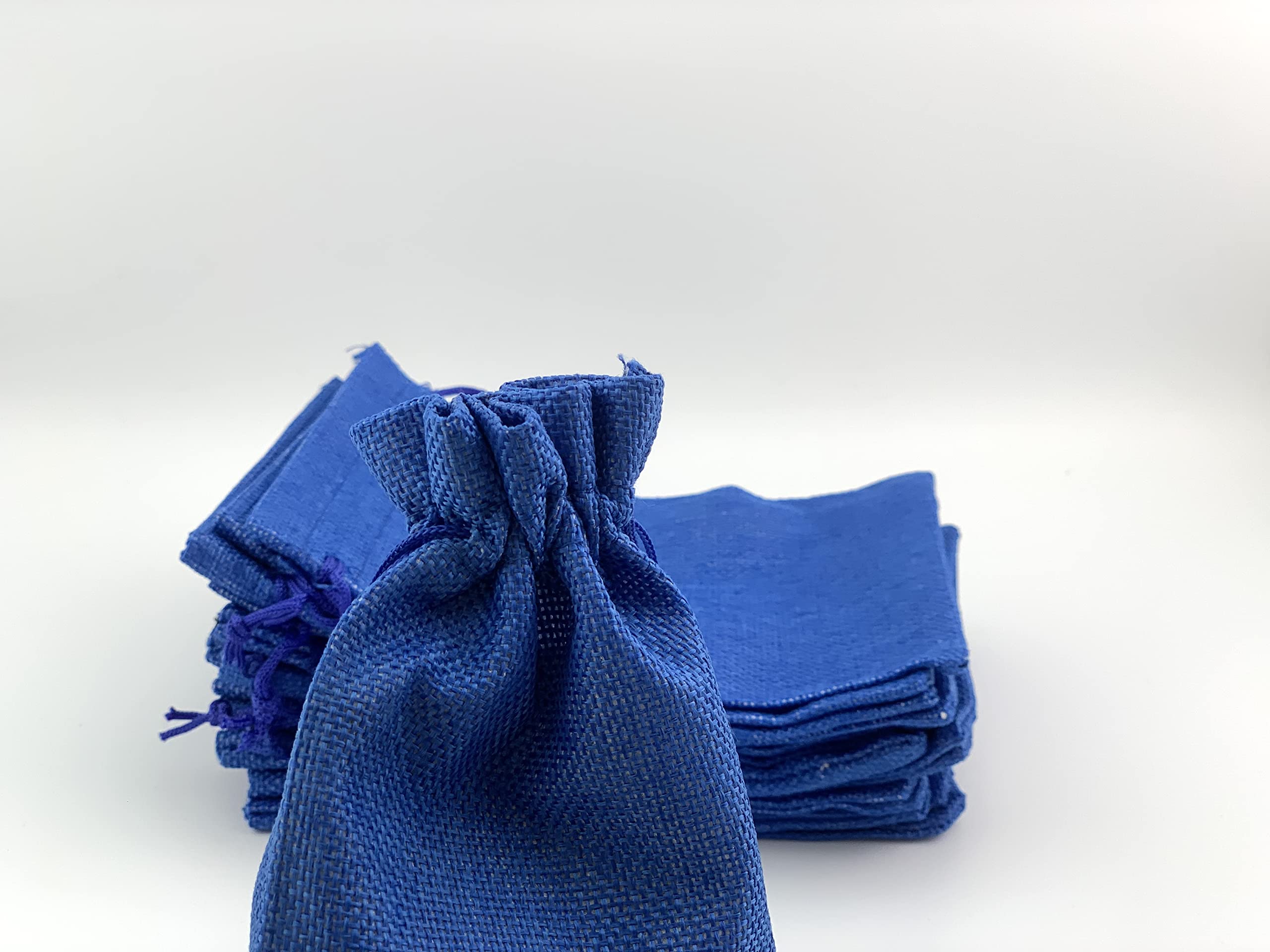25 Pack Burlap Drawstring Gift Bags - 7x9 Inch Royal Blue Linen Jewelry Pouches for Wedding Favors, Birthday Party, Bridal Shower & Baby Shower Gifts - Eco-Friendly Hessian Jute Bags for Treats & Small Gifts