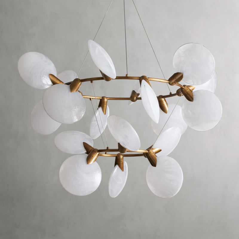 Lyla 2 Tiered Halo Chandelier - Modern Crystal Ceiling Light Fixture for Dining Room, Living Room & Bedroom - Elegant Lighting Decor for Home & Wedding