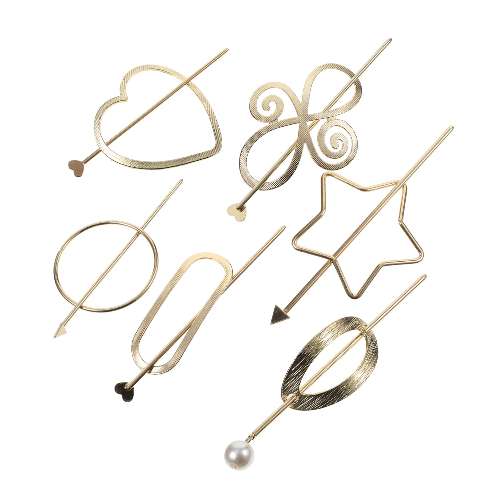 Lurrose 6pcs Pearl Hair Clips for Women - Vintage Metal Hair Barrettes with Geometric Star Design, Decorative Hairpins for Wedding, Party & Everyday Styling
