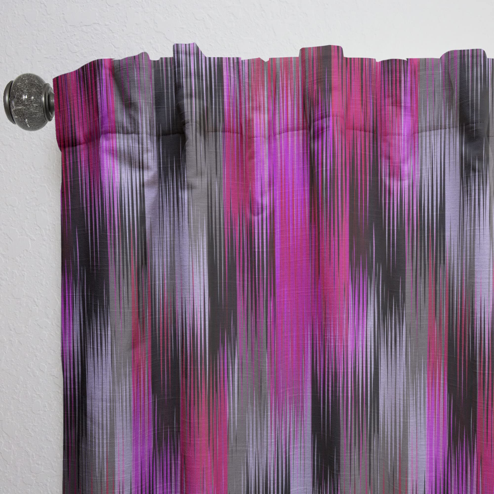 DesignQ Black & Purple Ikat Thermal Insulated Curtain Panel - 52x108 Inch - Elegant Window Treatment for Bedroom & Living Room - Perfect for Home Decor, Light Blocking & Temperature Control