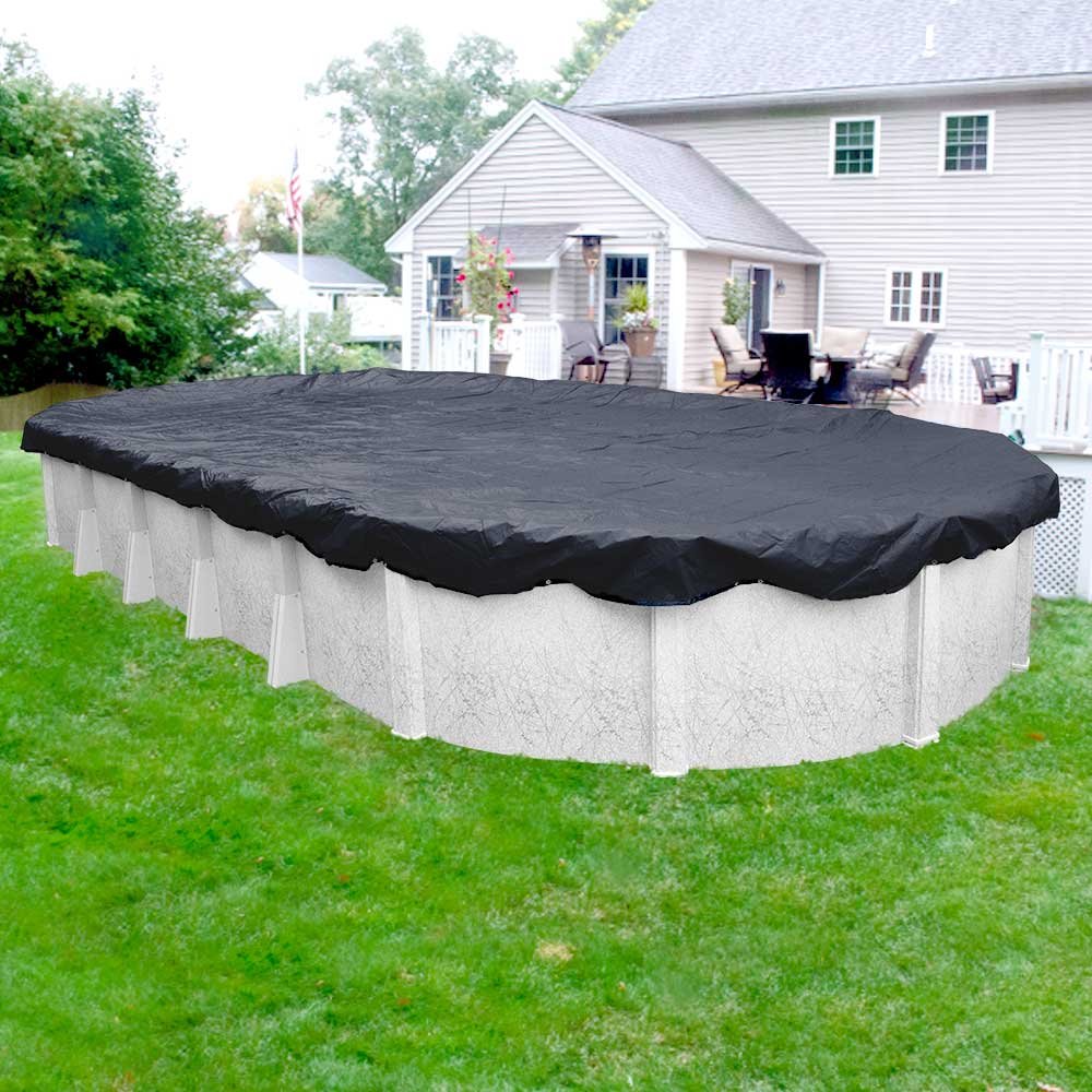 Pool Mate 361625-PM Classic Winter Oval Above-Ground Pool Cover - 16 x 25 Feet, Heavy Duty Weather Protection, Navy Blue - Perfect for Winterizing and Protecting Your Above-Ground Pool from Debris and Harsh Weather