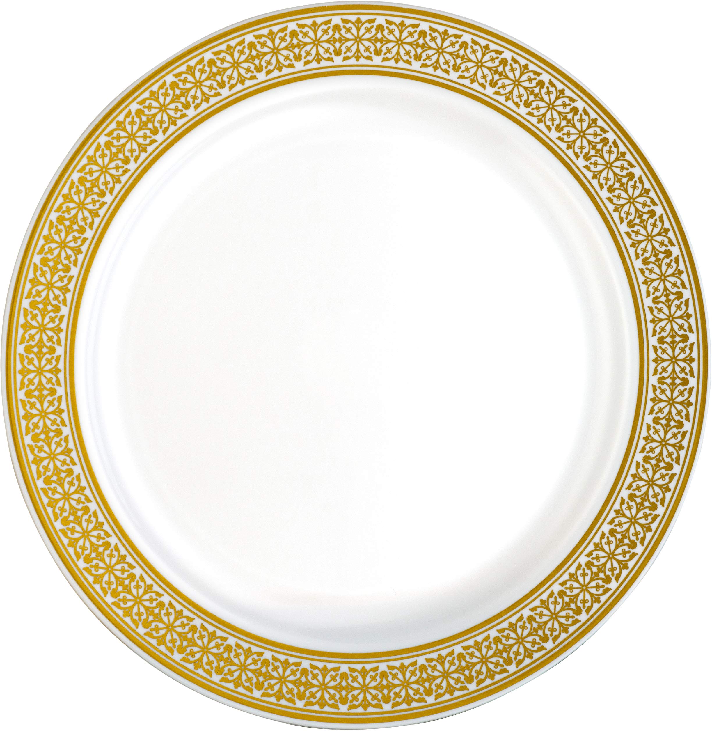 Laura Stein Opulence Series 40-Piece Premium Plastic Dinnerware Set - 20 White & Gold Rim 10.75