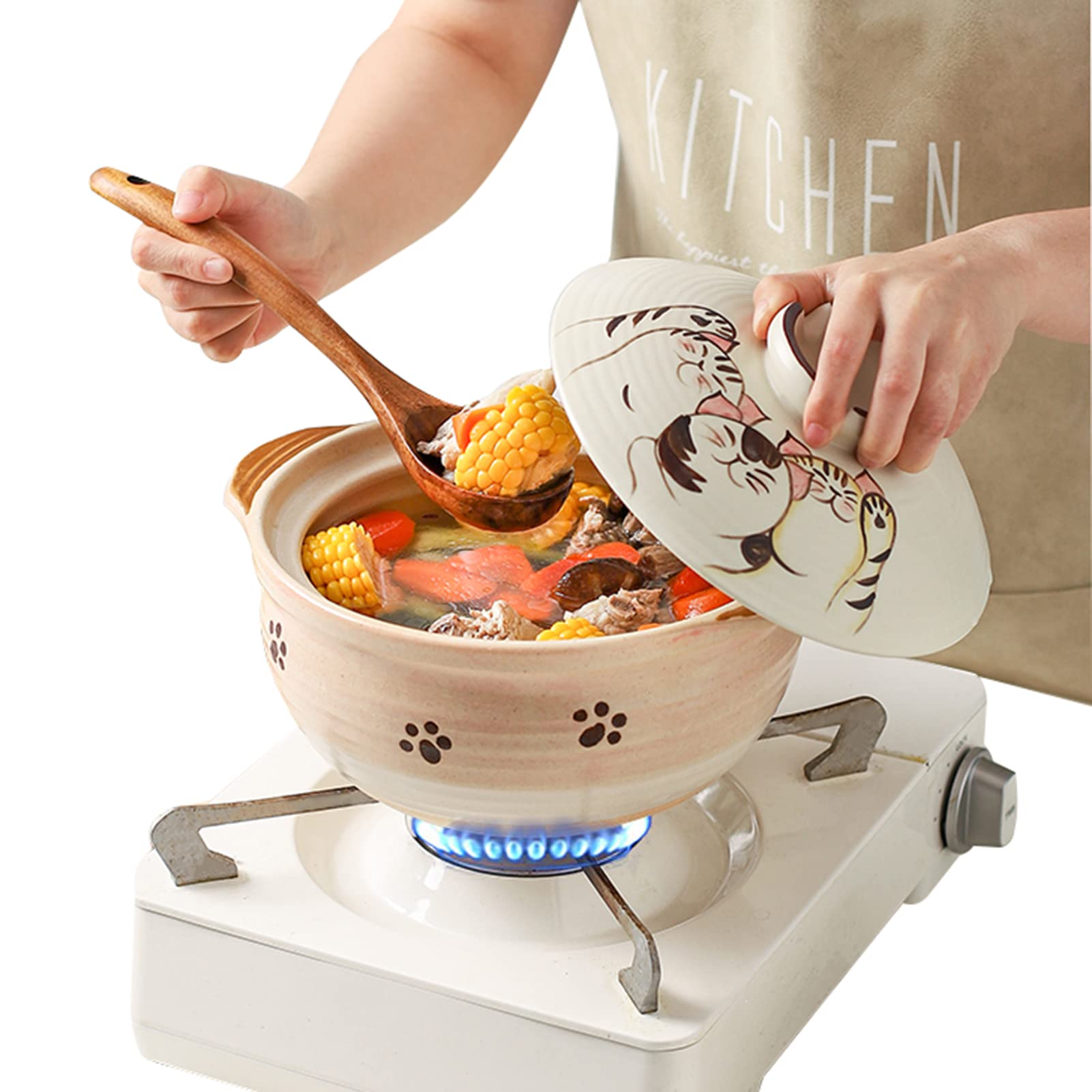 LXLTL 2.8L Ceramic Casserole Dish with Lid - Stoneware Cookware for Soup, Stew & Baking - Oven, Stove & Microwave Safe Clay Pot with Double Handles - Perfect for Family Meals (4-5 Servings) | Ideal for Slow Cooking, Serving & Entertaining