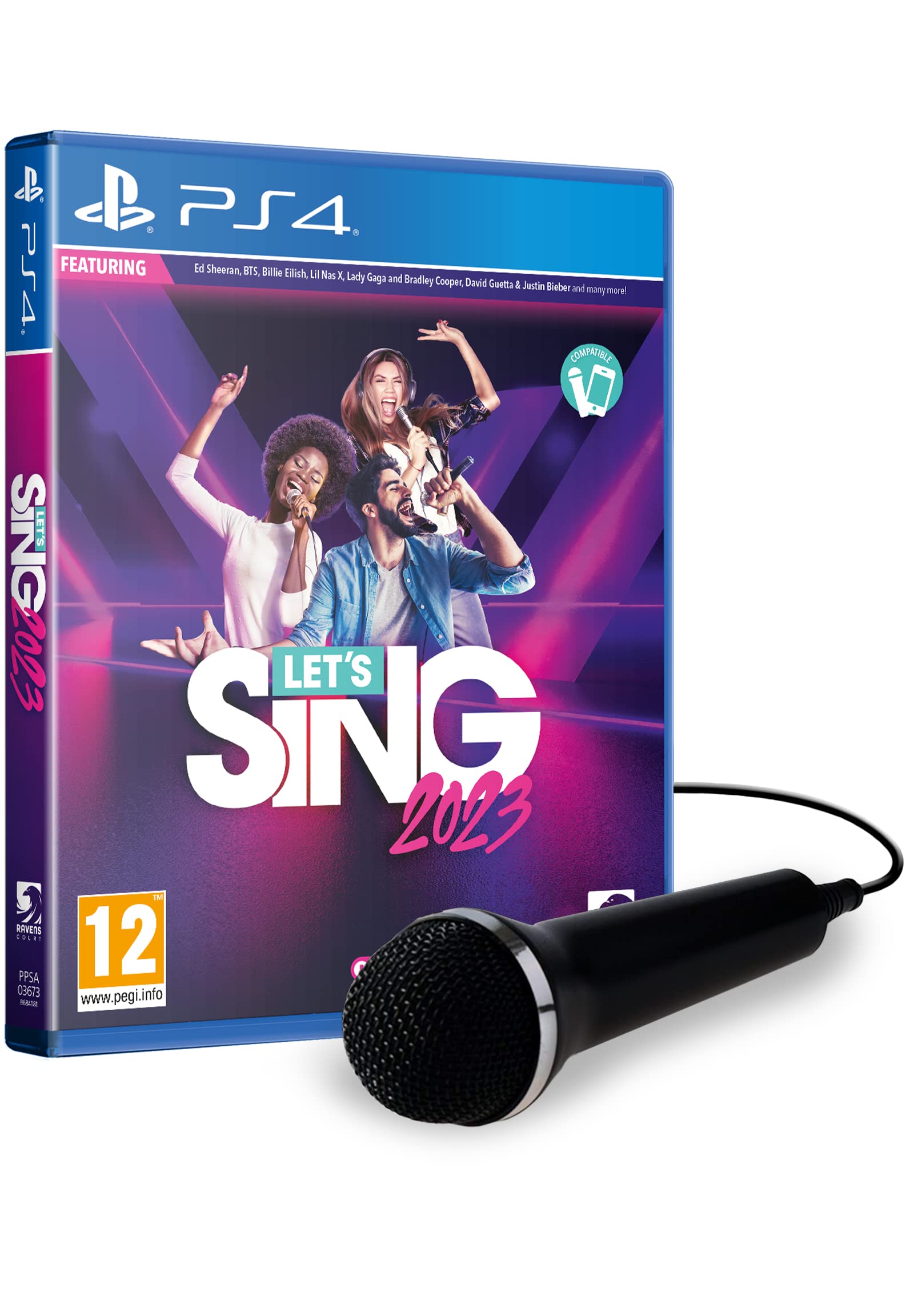 Ravenscourt Let's Sing 2023 Video Game for PS4 with Microphone Included - Perfect for Family Karaoke Nights & Party Entertainment