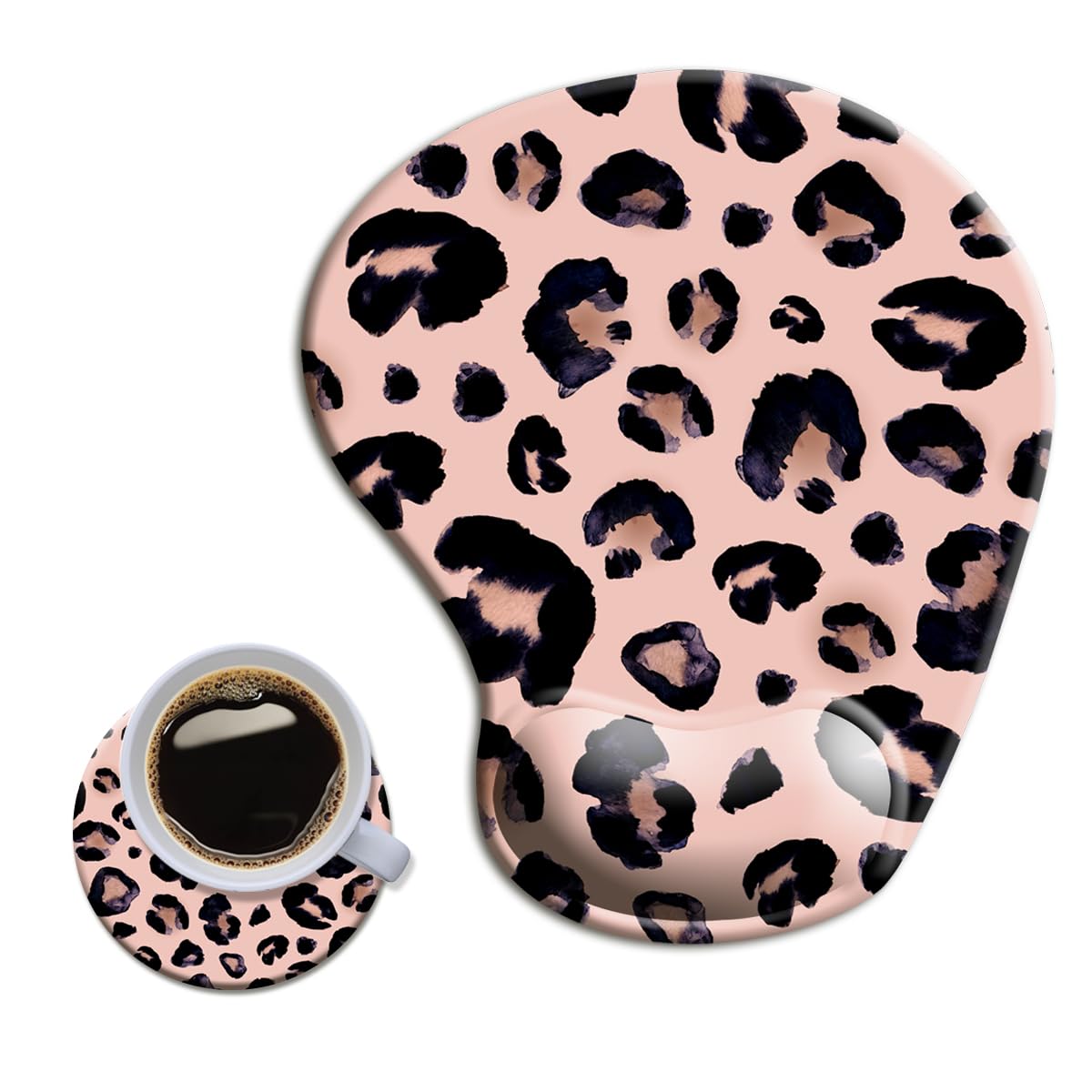 Ergonomic Gel Mouse Pad with Wrist Support - Non-Slip Rubber Base, 9x10 Inch Brown Leopard Print - Comfortable Computer & Laptop Mousepad for Pain Relief - Perfect for Office Work, Gaming & Long Computer Sessions