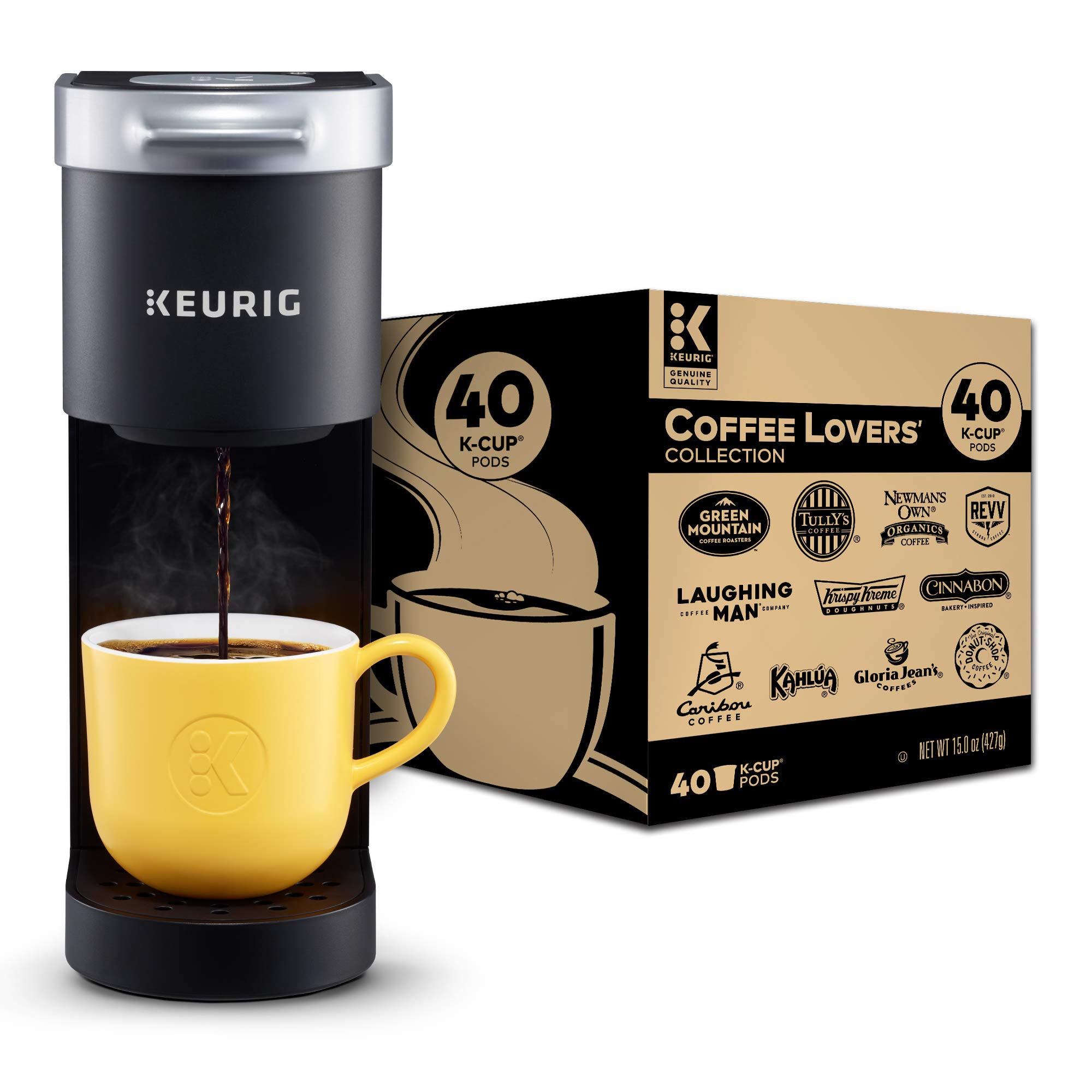 Keurig K-Mini Single Serve Coffee Maker in Black with 40-Count Variety Pack Coffee Pods - Perfect for Home, Office & Small Spaces