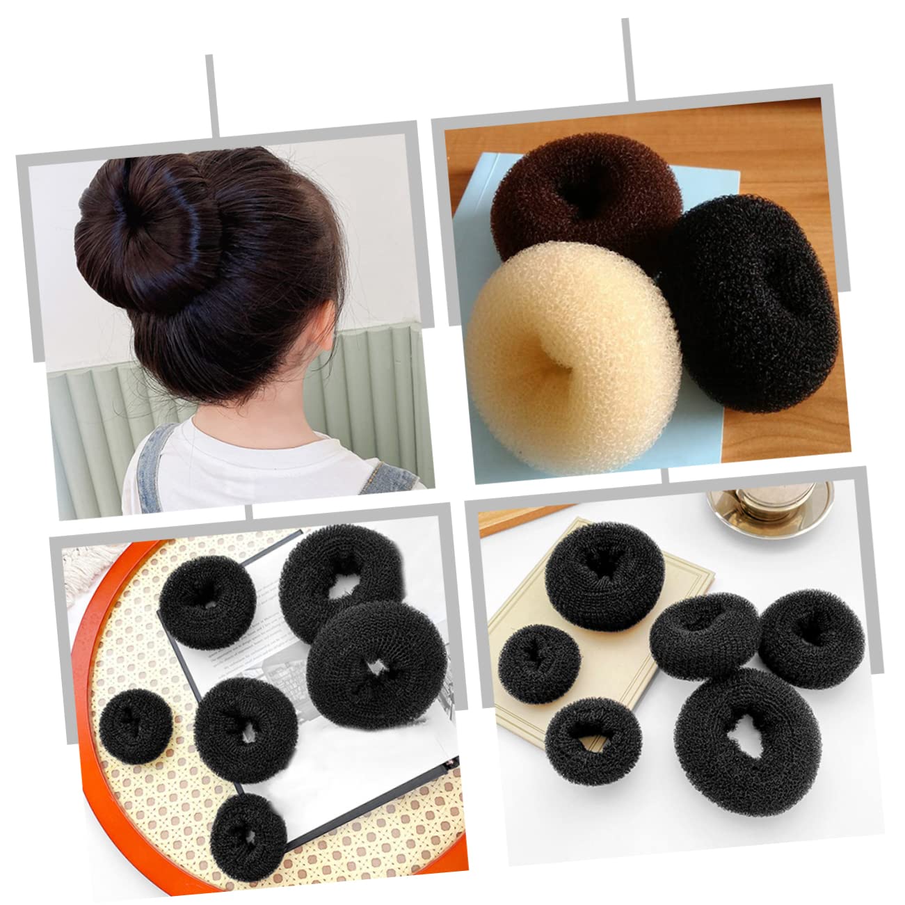BIUDECO 6-Piece Donut Hair Bun Maker Set for Women - Flexible & Expandable Chignon Maker, Hair Ropes for Quick Updo - Comfortable Hair Accessories for Work, Party & Everyday Styling