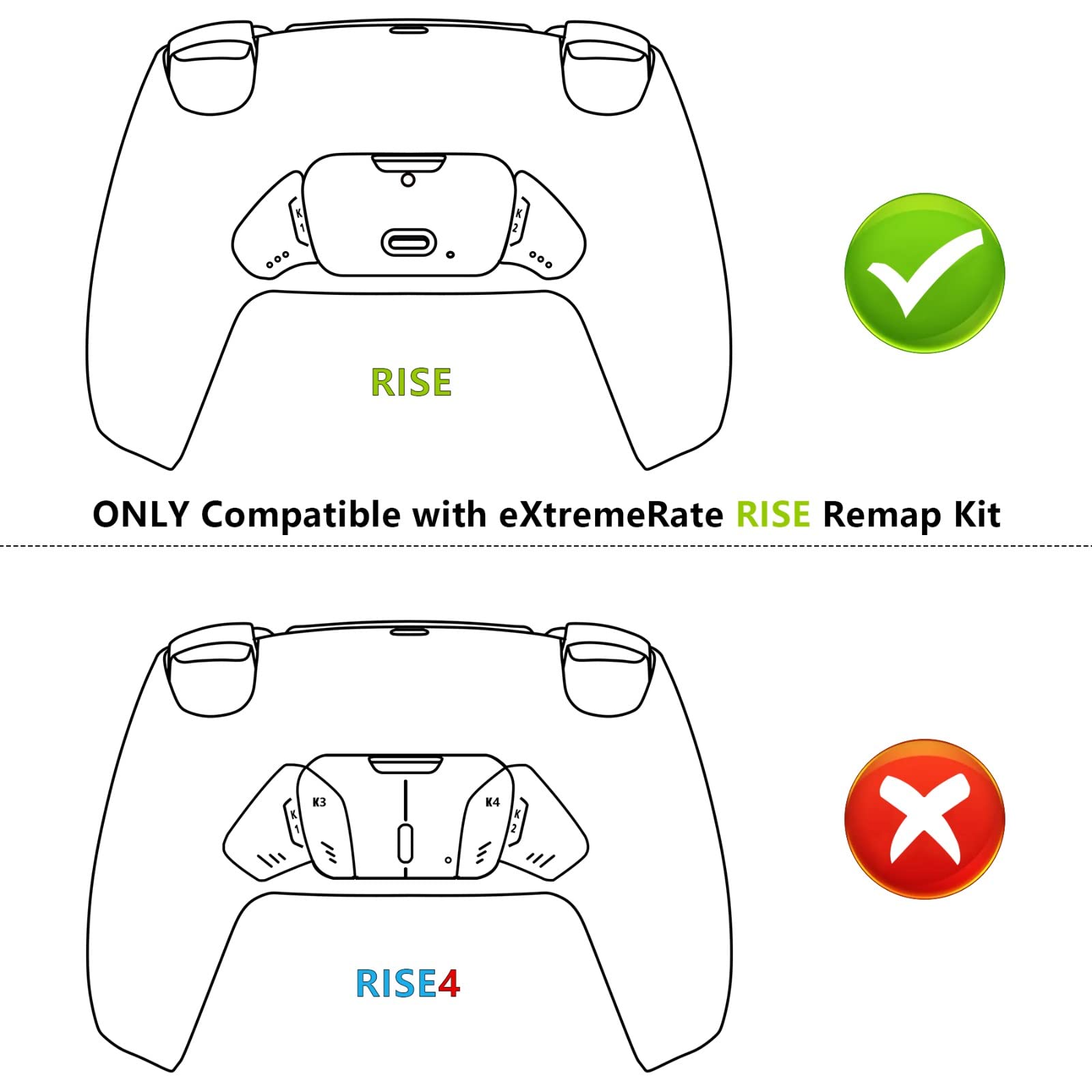 eXtremeRate Rise Remap Back Paddles for PS5 Controller - Vulcan Red | K1 K2 Replacement Buttons | Customizable Gaming Accessories | Perfect for FPS, RPG & Competitive Gaming