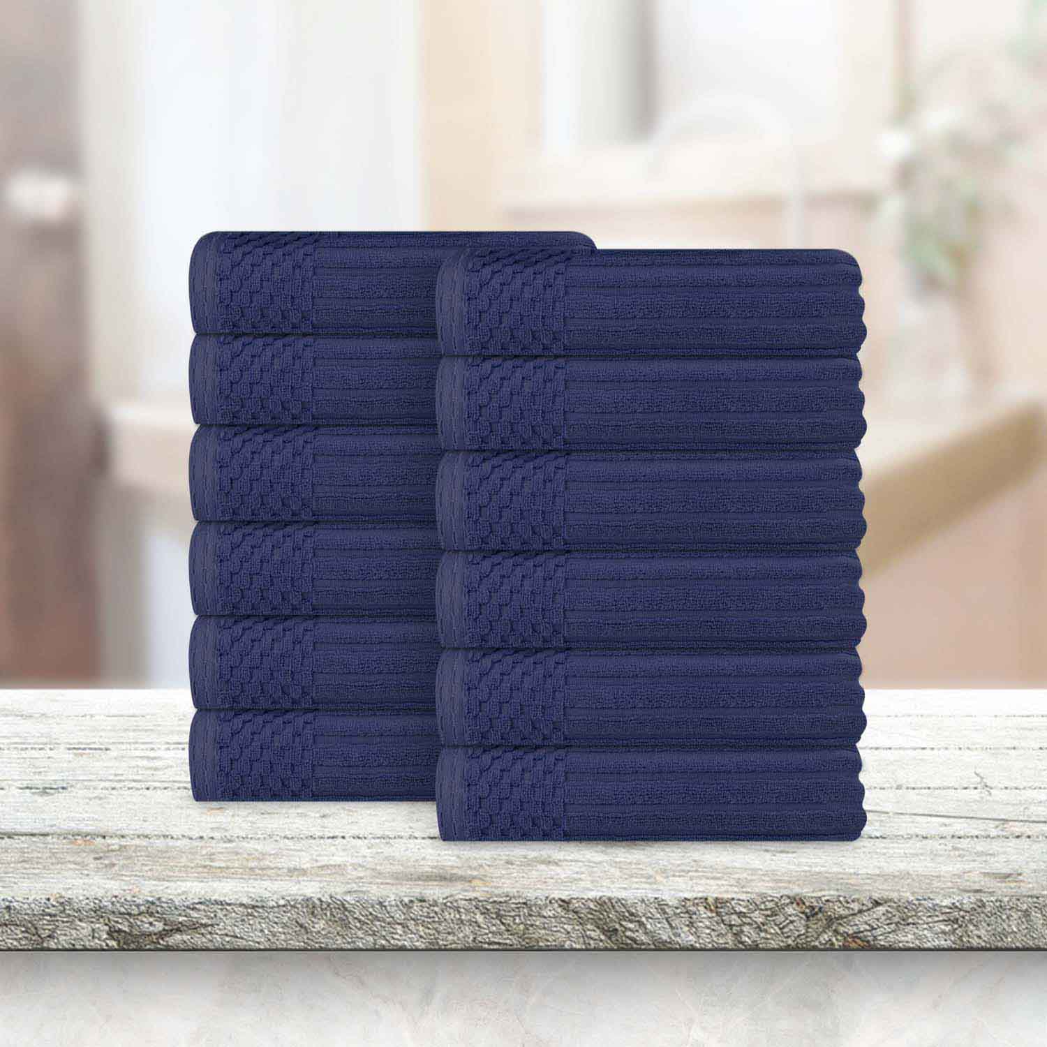 Premium Soho Ribbed Textured Cotton Face Towels - Ultra Absorbent & Soft (12-Pack) - Perfect for Spa, Gym, Travel & Daily Skincare Routine