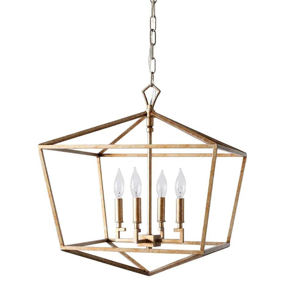 Vintage Industrial Geometric Cage Candelabra Ceiling Light - Rustic Metal Pendant Lighting for Dining Room, Kitchen, or Bedroom