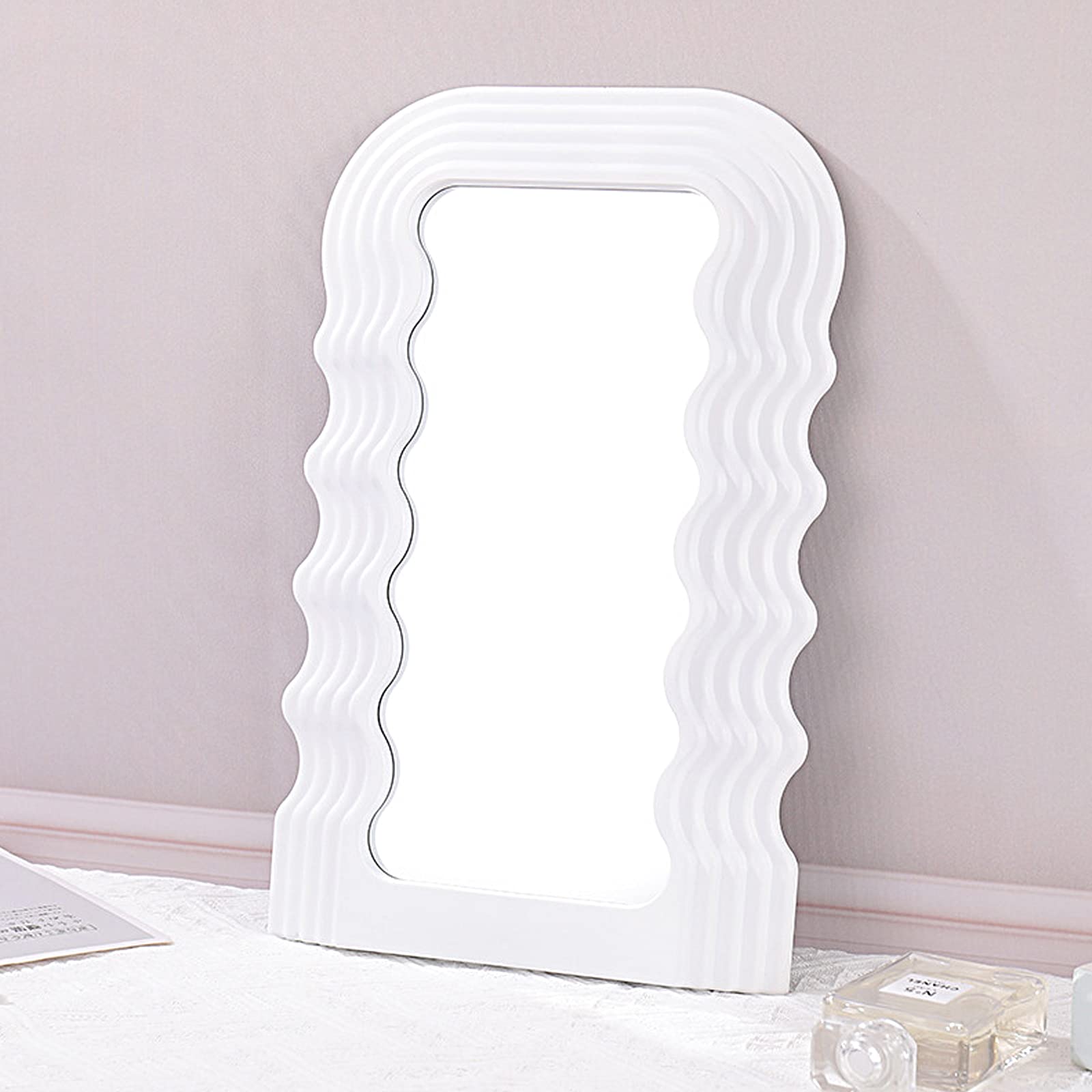 Wave Pattern Irregular Makeup Mirror - Vanity Cosmetic Mirror for Desktop, Countertop or Wall Mount - Decorative Dressing Mirror for Home, Bedroom & Bathroom - Perfect for Makeup Application, Skincare Routine and Home Decor