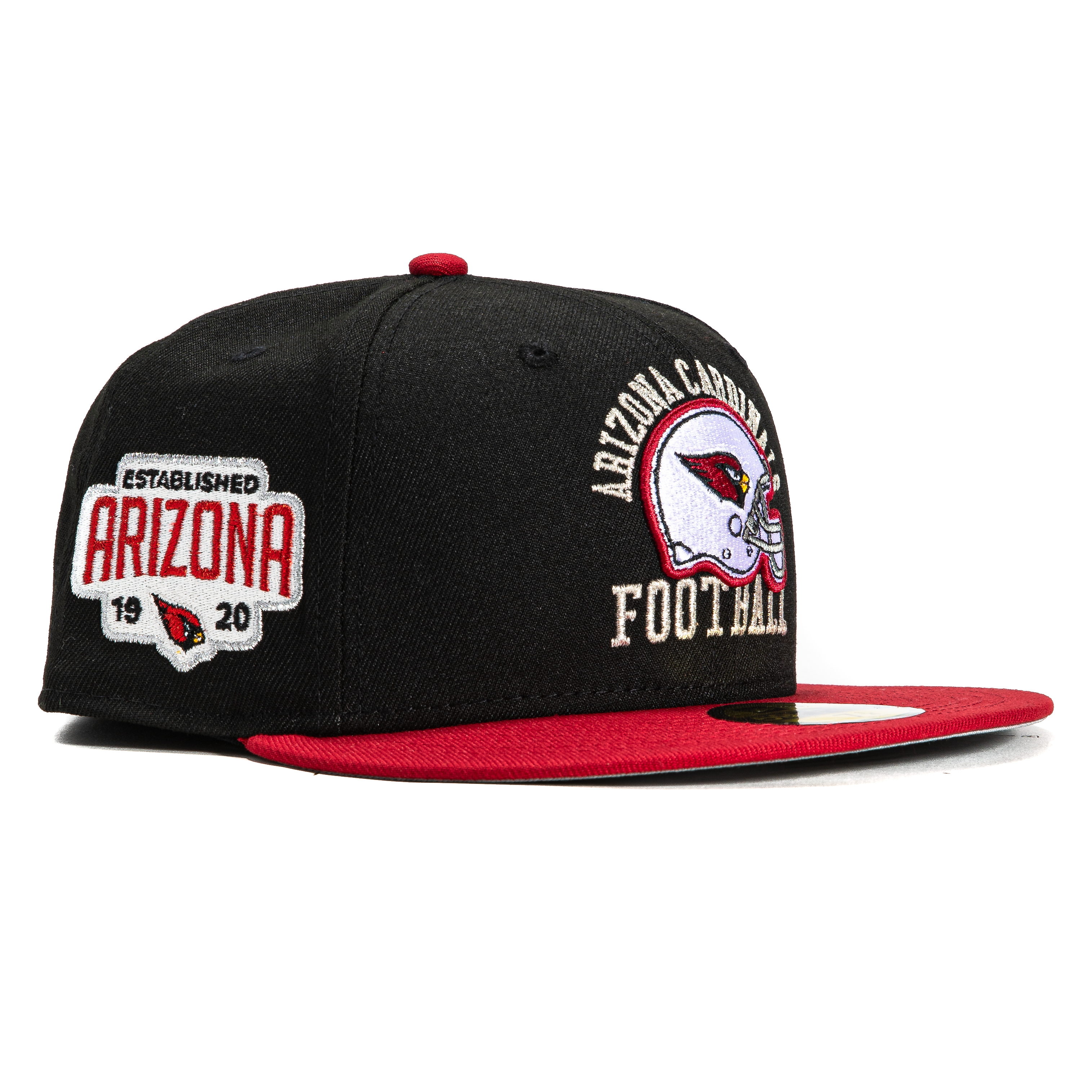New Era 59Fifty Arizona Cardinals Established Logo Patch Snapback Hat - Black & Cardinal Red - Official NFL Team Cap for Men & Women - Perfect for Game Day, Sports Events & Casual Wear