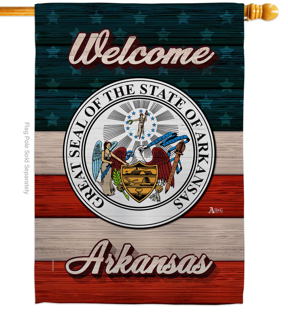 Americana Home & Garden Welcome Arkansas House Flag - Double-Sided USA Made Decorative Banner for States, Territories & Country Areas - Perfect for Small Garden, Yard, Porch & Patriotic Gift Giving