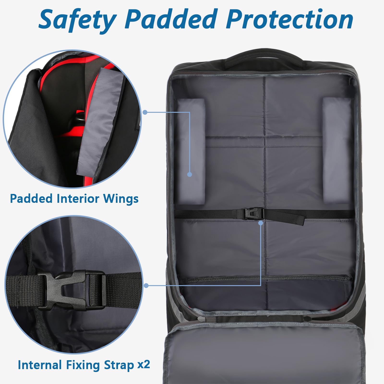 **YOREPEK Wheeled Car Seat Travel Bag - Padded Car Seat Backpack for Airplane & Airport, Large Gate Check Bag with Shoulder Strap - Perfect for Air Travel, Road Trips & Baby Gear Protection**