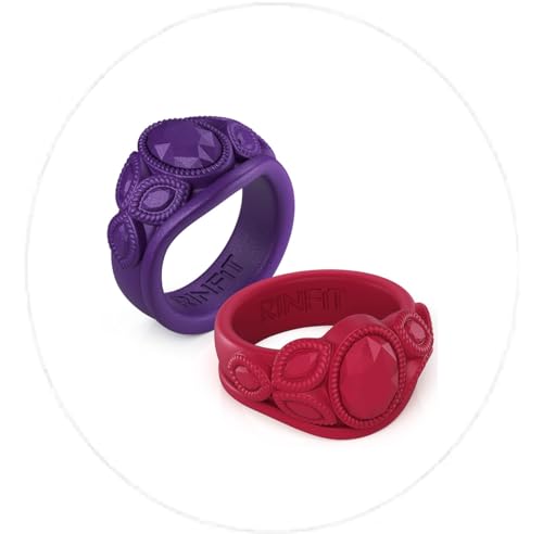 Pack J - 2 Rings Oval - Rose red & Dark Purple