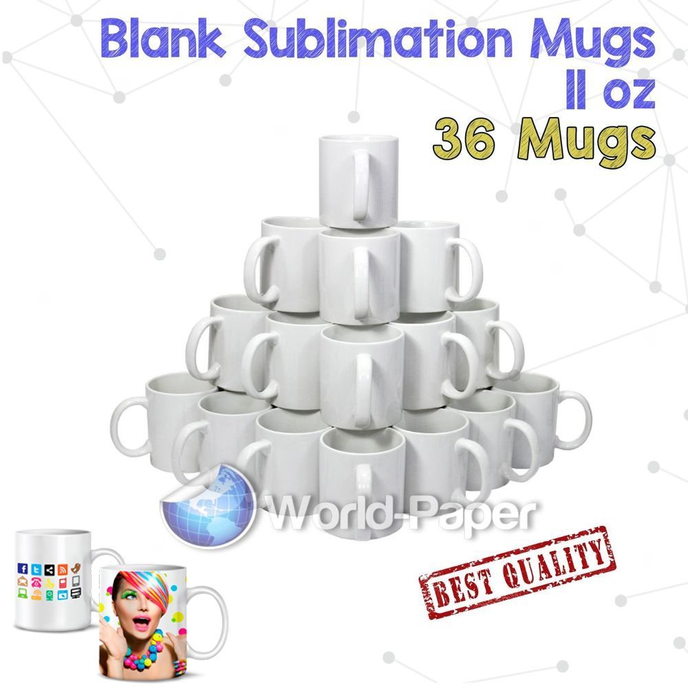 36 Pack 11 oz White Sublimation Mugs - Blank Ceramic Coffee Cups for DIY Printing, Custom Photo Gifts & Hot Beverages - Perfect for Home, Office & Promotional Use