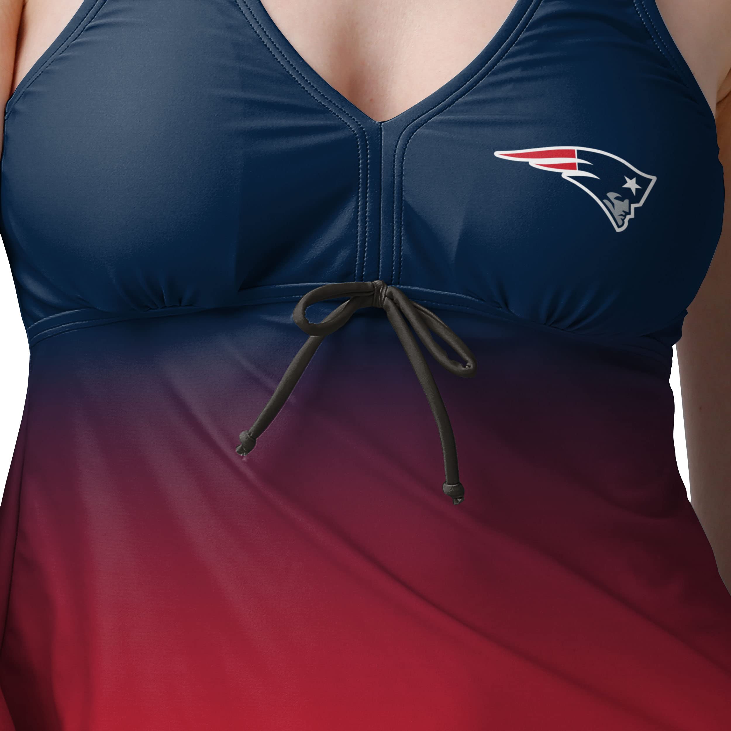 FOCO New England Patriots NFL Women's Gradient Tankini Swimsuit - Perfect for Beach, Pool, and Game Day Outfits