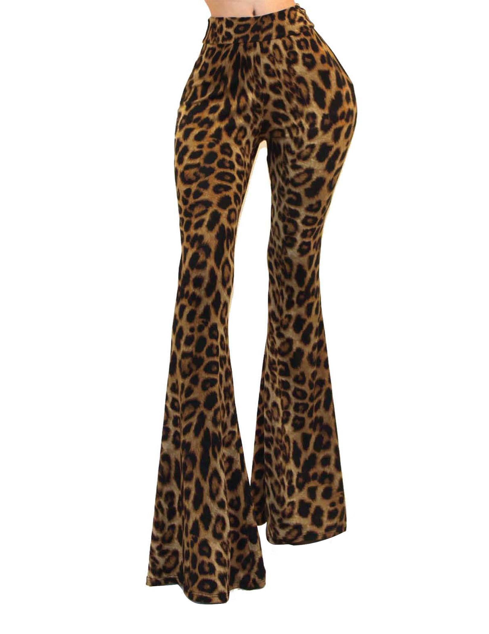 Women's Sexy High Waisted Flare Pants - Boho Printed Stretchy Bell Bottom Leggings for Casual Outfits & Retro Fashion | Perfect for Parties, Date Nights & 70s Style Outfits
