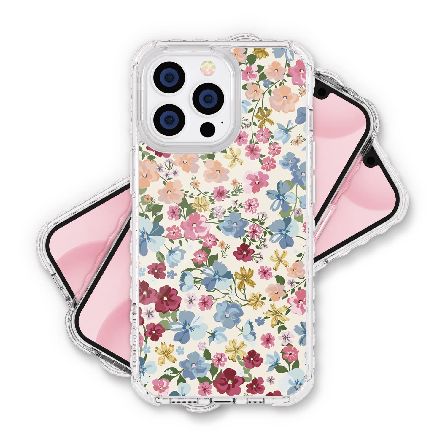 Vintage Floral iPhone 13 Pro Max Case - Super Grip Shockproof Silicone Phone Cover with Anti-Slip Pattern | Perfect for Everyday Use, Travel & Outdoor Activities (Design 103123-US)