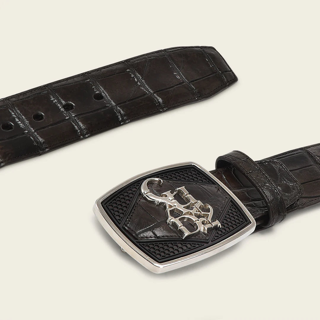 CV500AL Men's Casual Fashion Alligator Leather Belt - Stylish Brown Chocolate Genuine Leather Belt for Jeans & Dress Pants | Perfect Gift for Him